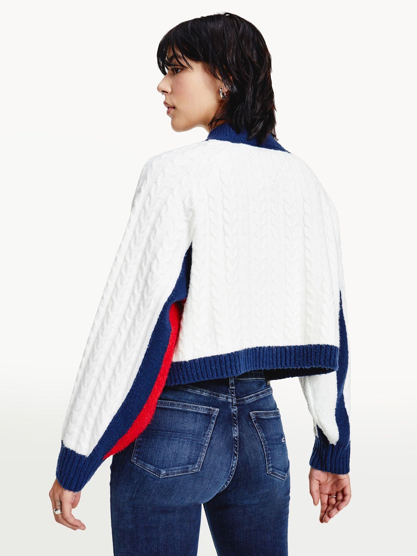 Sweater Crop Flag Logo Blanco Tommy Jeans F2-1