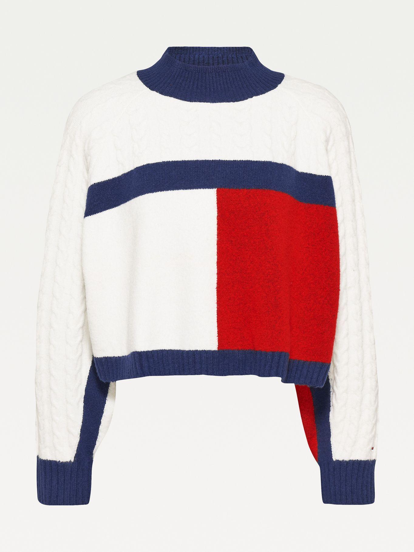 Sweater Crop Flag Logo Blanco Tommy Jeans F2-3