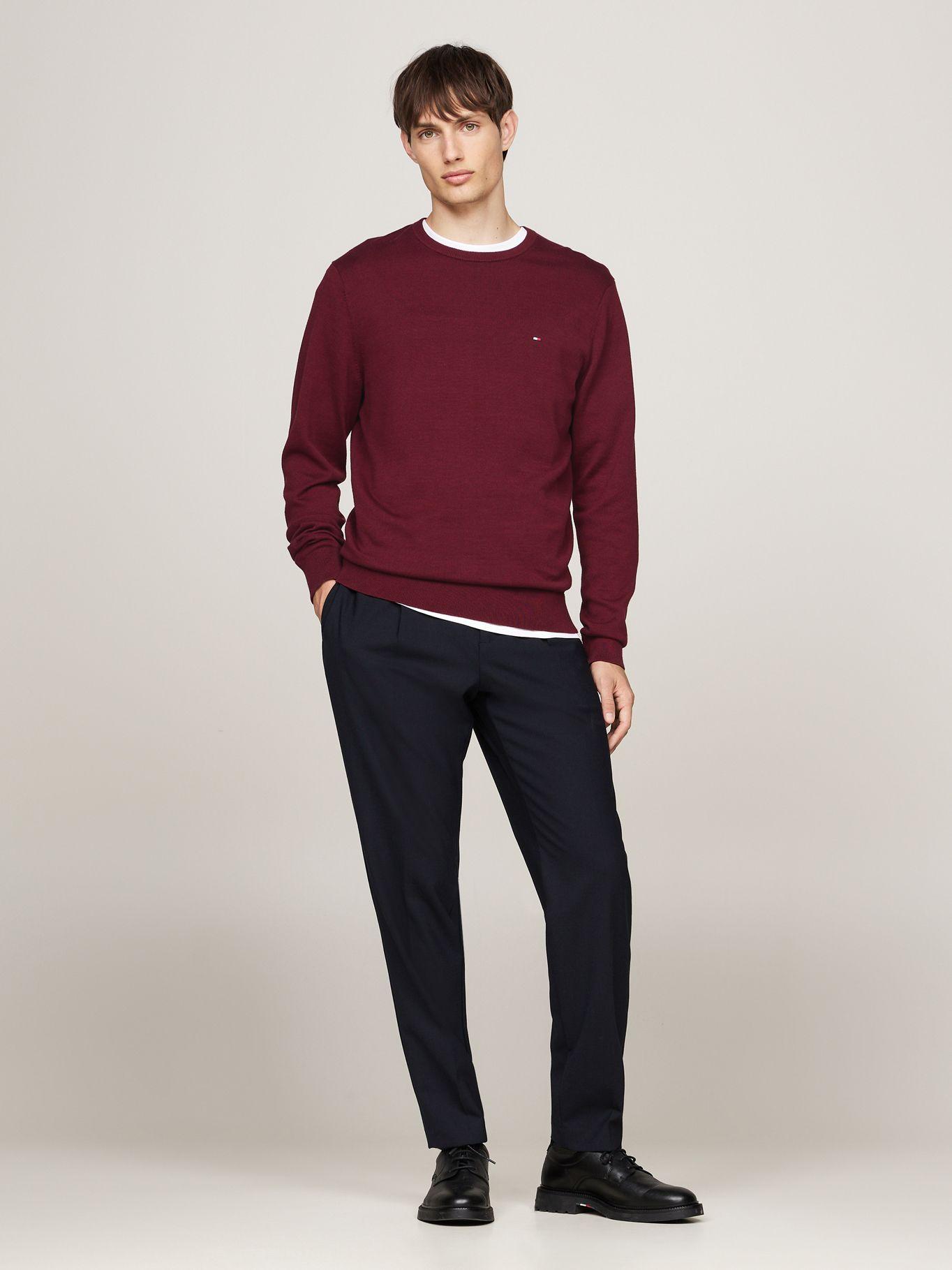Sweater Básico Signature C-Neck Burdeo Tommy Hilfiger-1