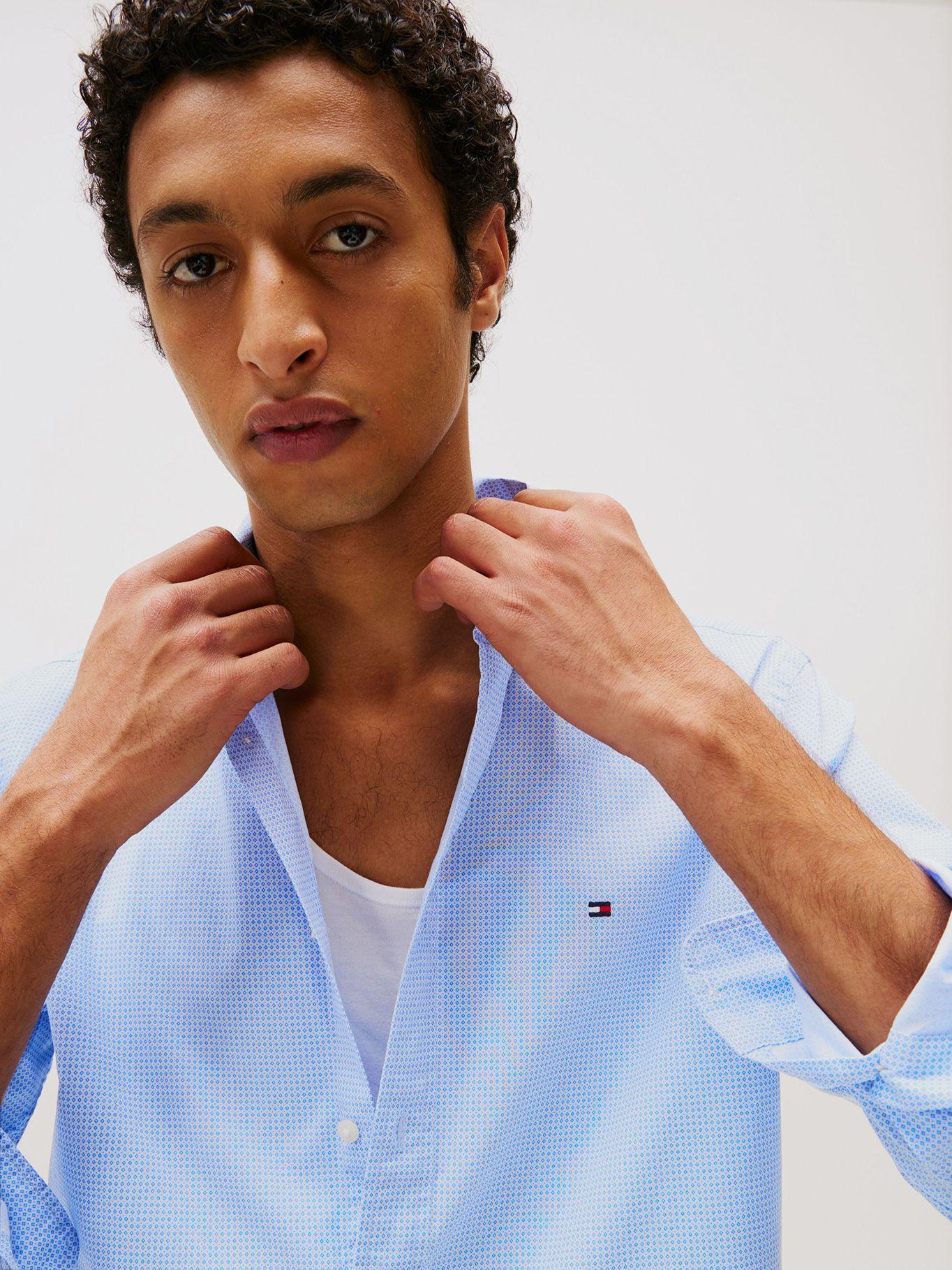 Camisa Fle Estampada Regular_Fit Celeste Tommy Hilfiger-3
