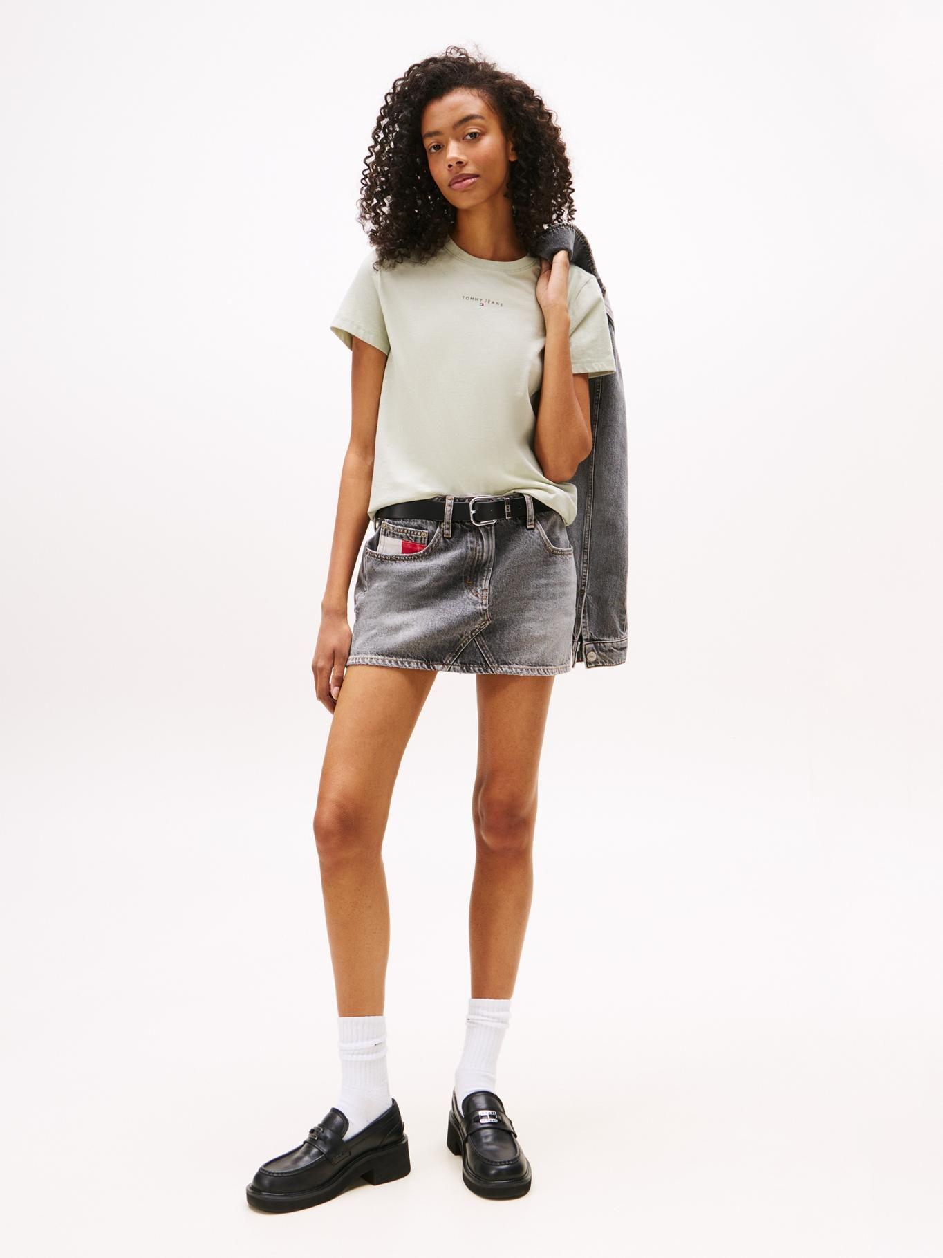 Polera Regular Fit Logo Lineal Verde Tommy Jeans-1