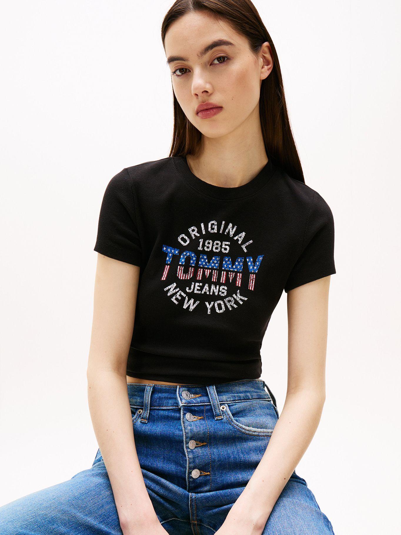 Polera Acanalada  Logo New York Negro BDS Tommy Jeans-3