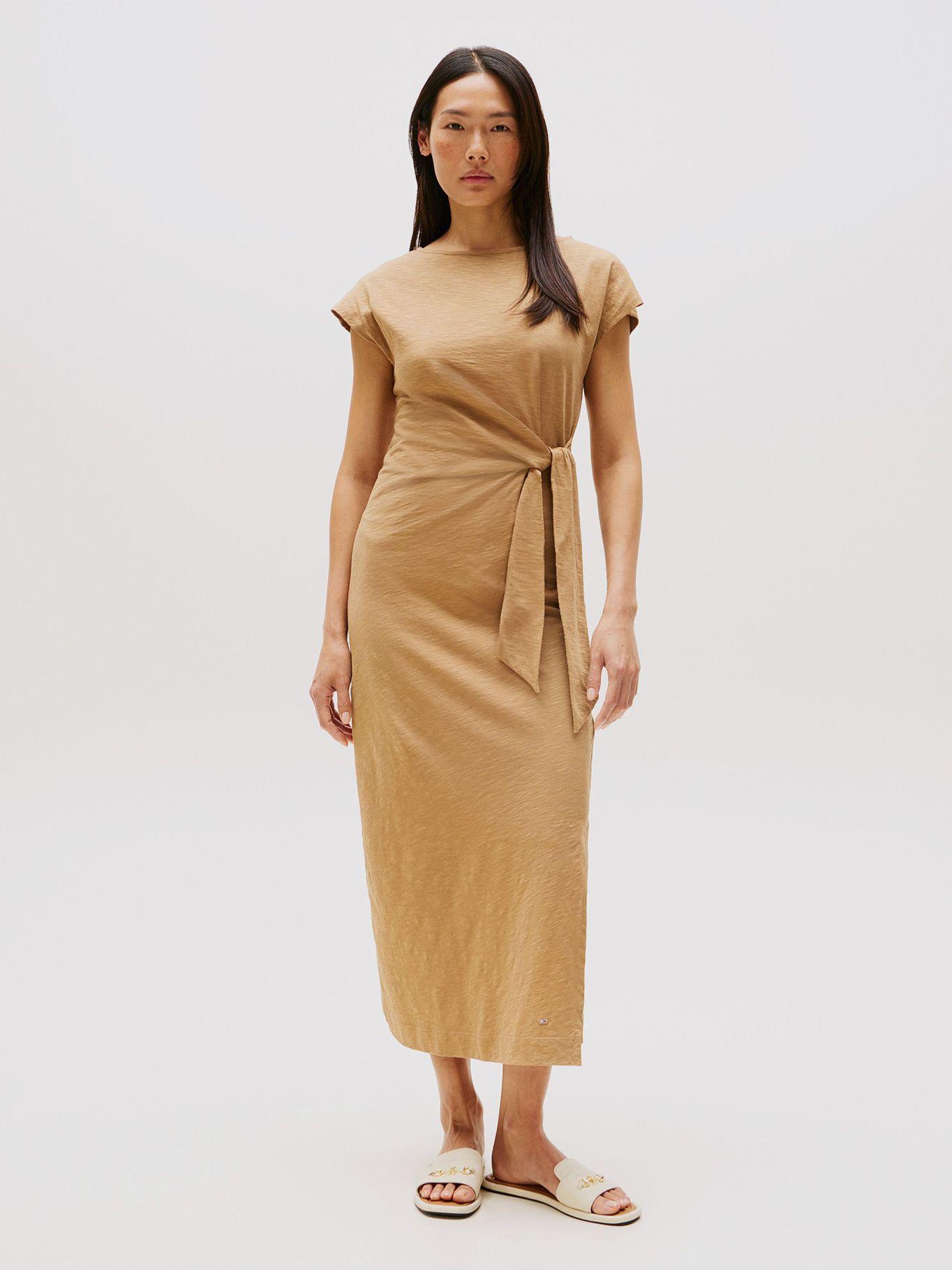 Vestido Midi Con Cuello Bote Beige Tommy Hilfiger-0
