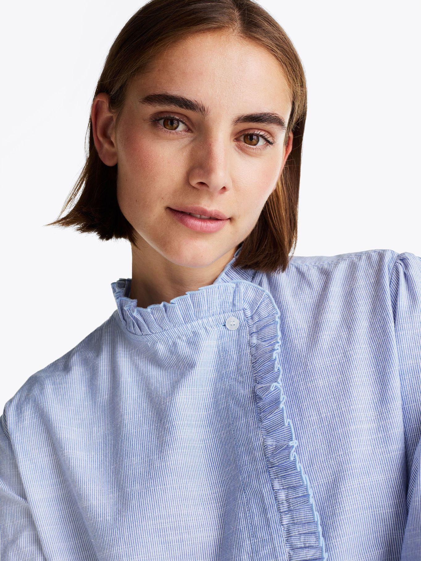 Camisa De Rayas Con Cuello Con Volantes Celeste Tommy Hilfiger-3