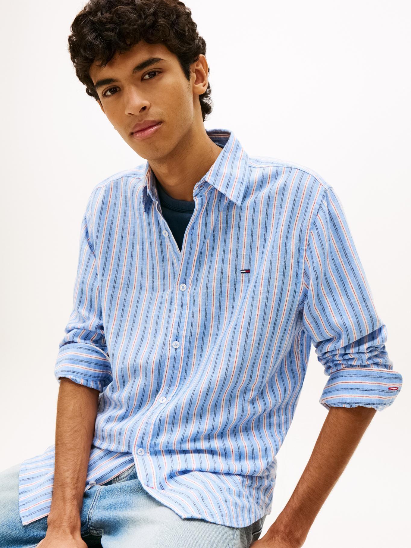 Camisa De Rayas De Lino Regular Fit-3