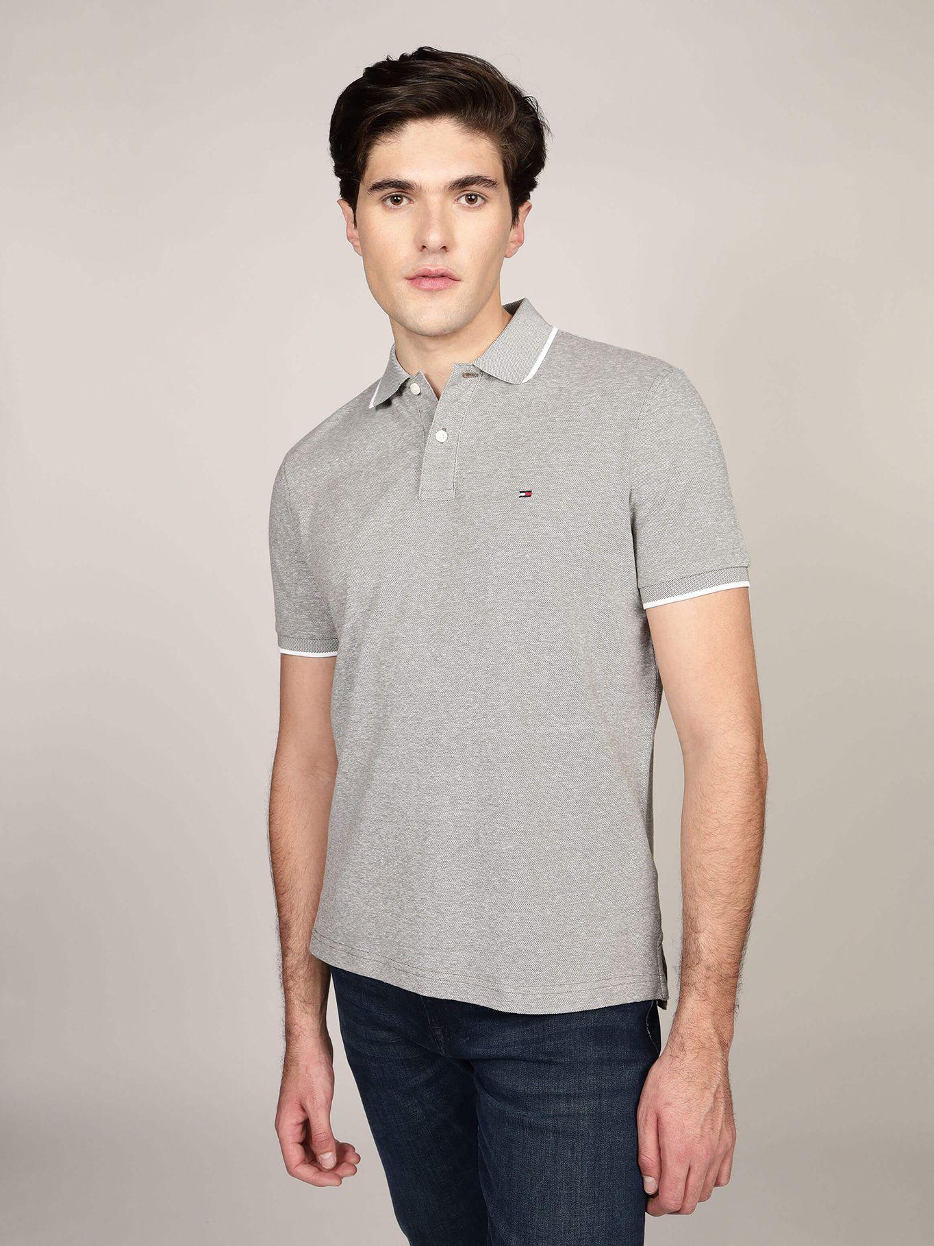 Polo Regular Fit Con Logo Gris Tommy Hilfiger-0