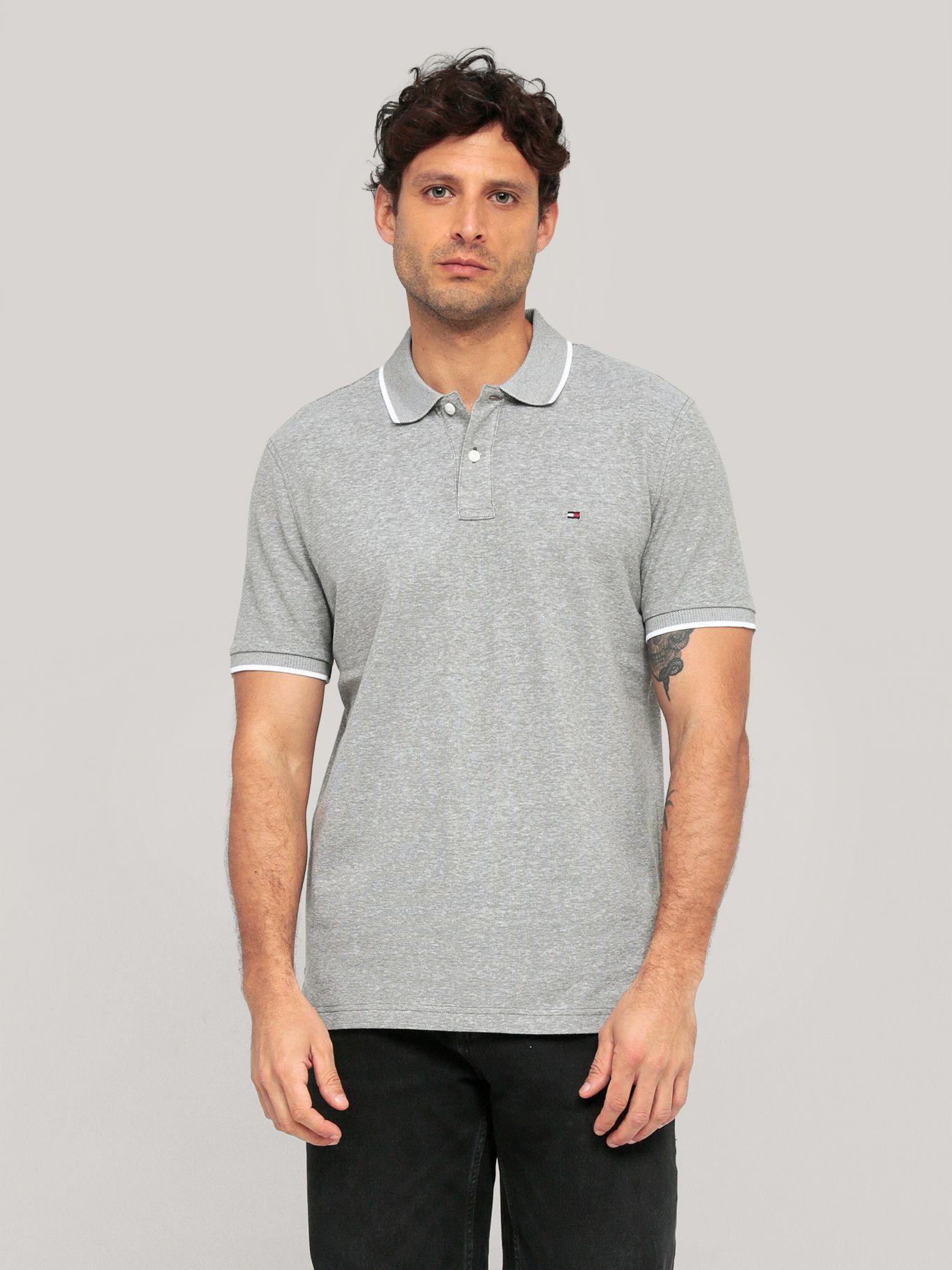 Polo Regular Fit Con Logo Gris Tommy Hilfiger-0