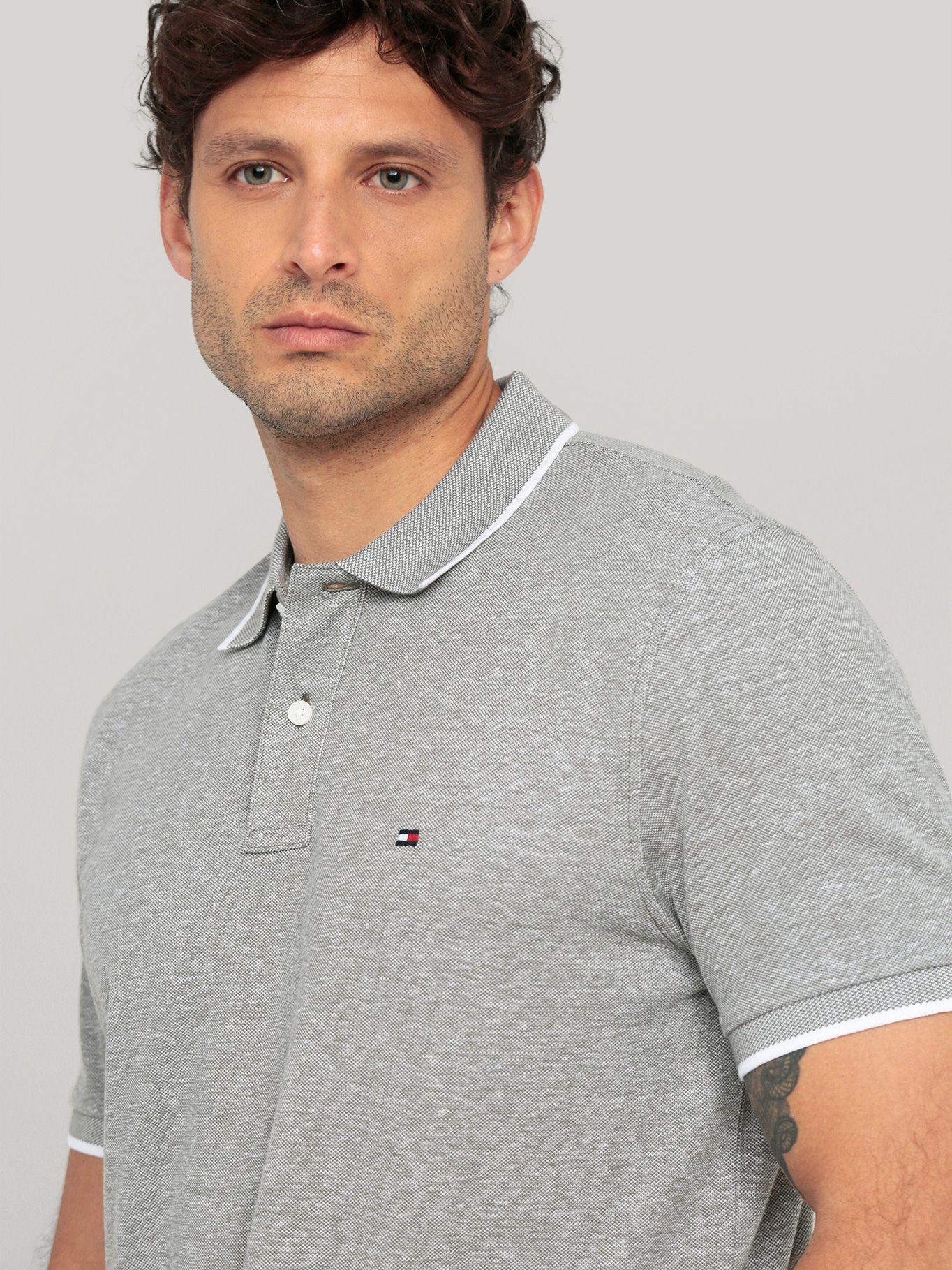 Polo Regular Fit Con Logo Gris Tommy Hilfiger-4