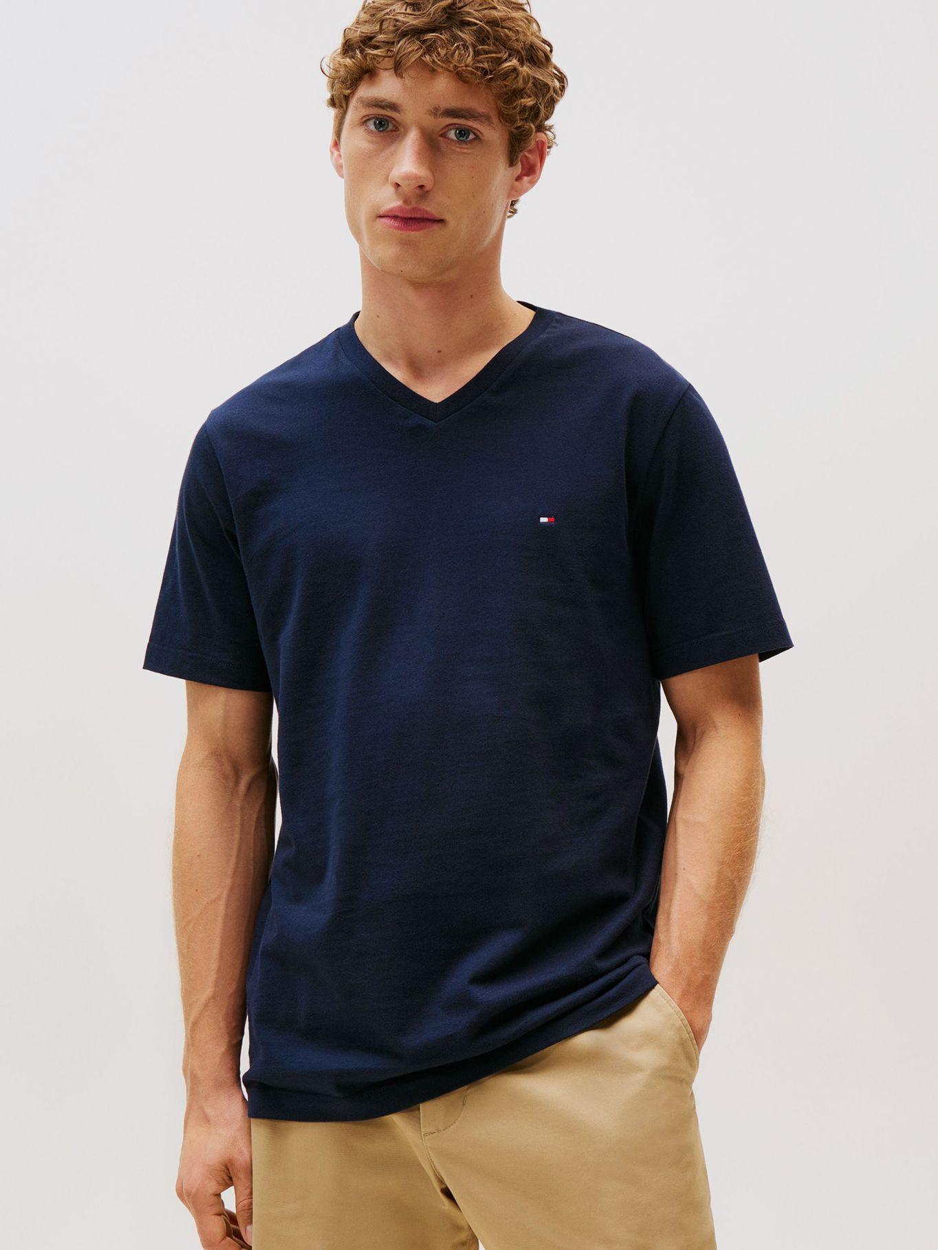Polera Essential Neck Regular Fit Azul Tommy Hilfiger-0