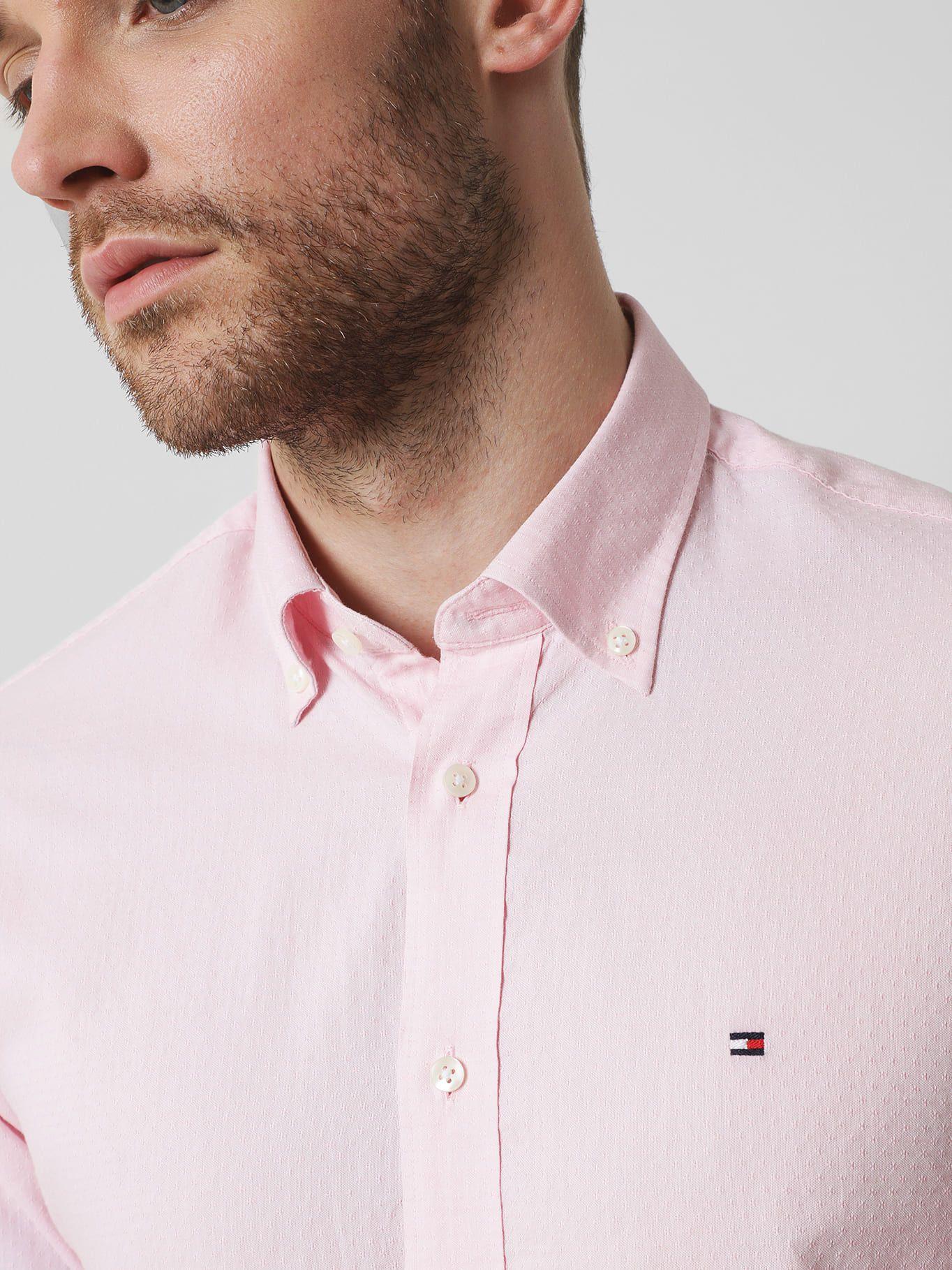 Camisa Dobby De Corte Regular Rosado Tommy Hilfiger-3