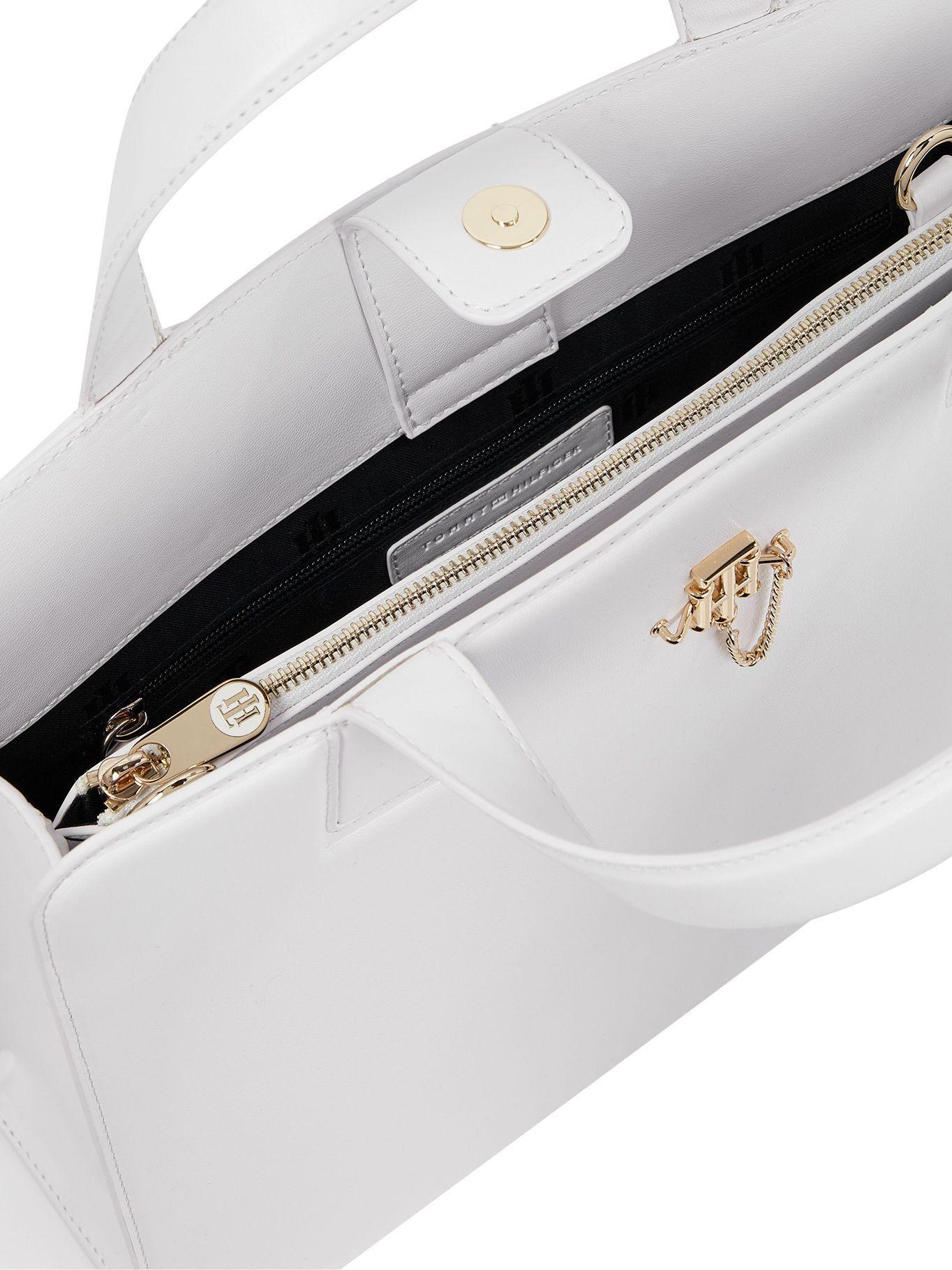 Cartera Satchel Con Logo Y Cadena Blanco Tommy Hilfiger-2