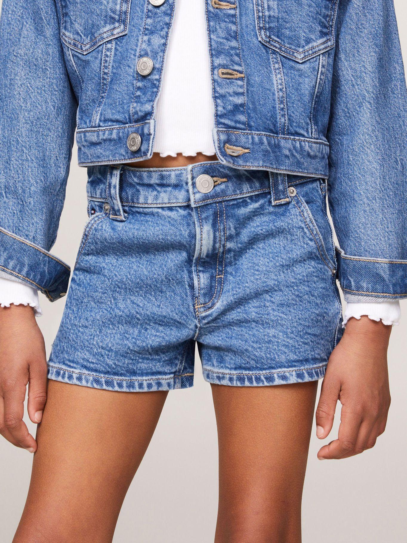 Short Denim Solid Straight Azul Tommy Hilfiger-1