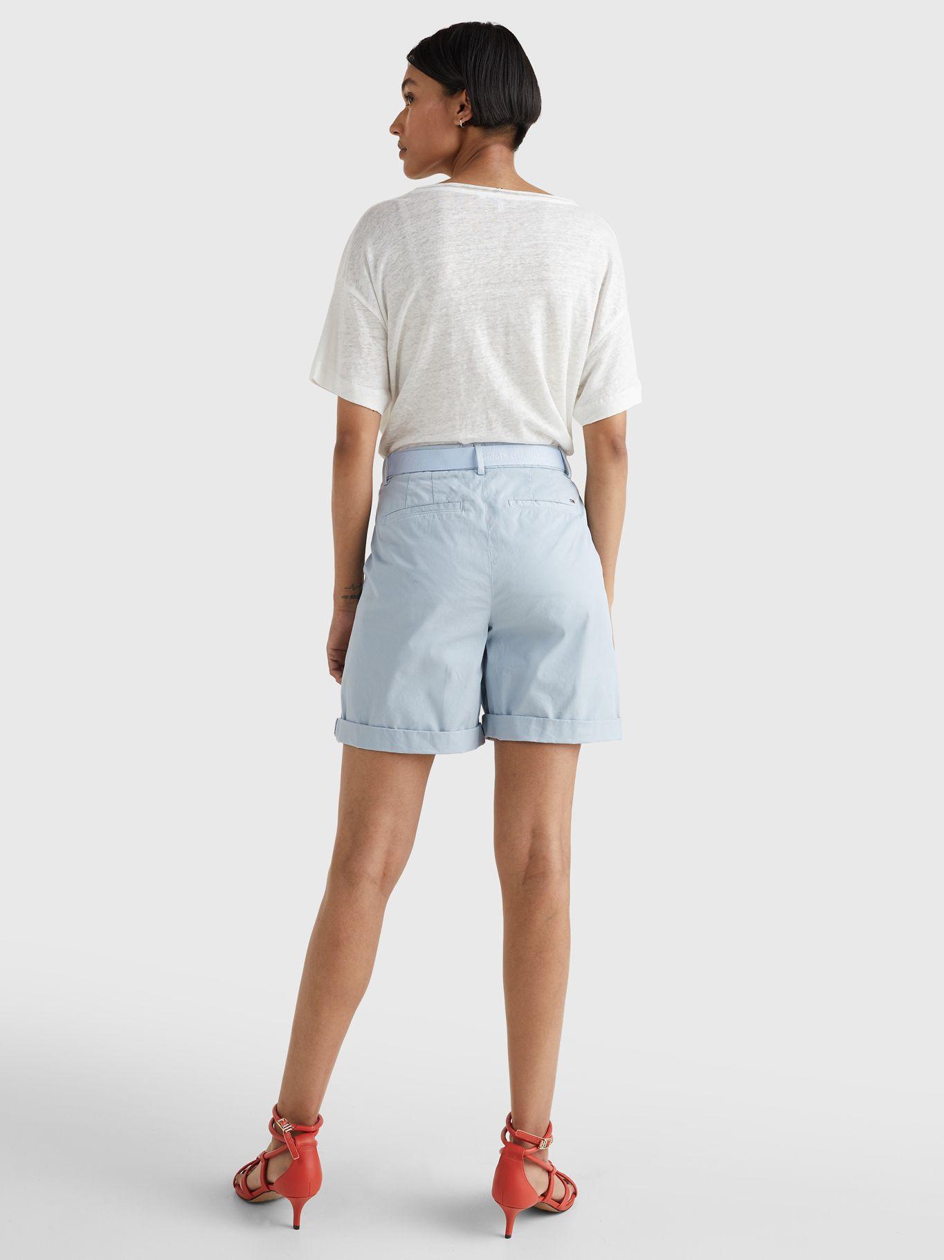 Shorts Chino Corto Con Cinturón Celeste Tommy Hilfiger-1
