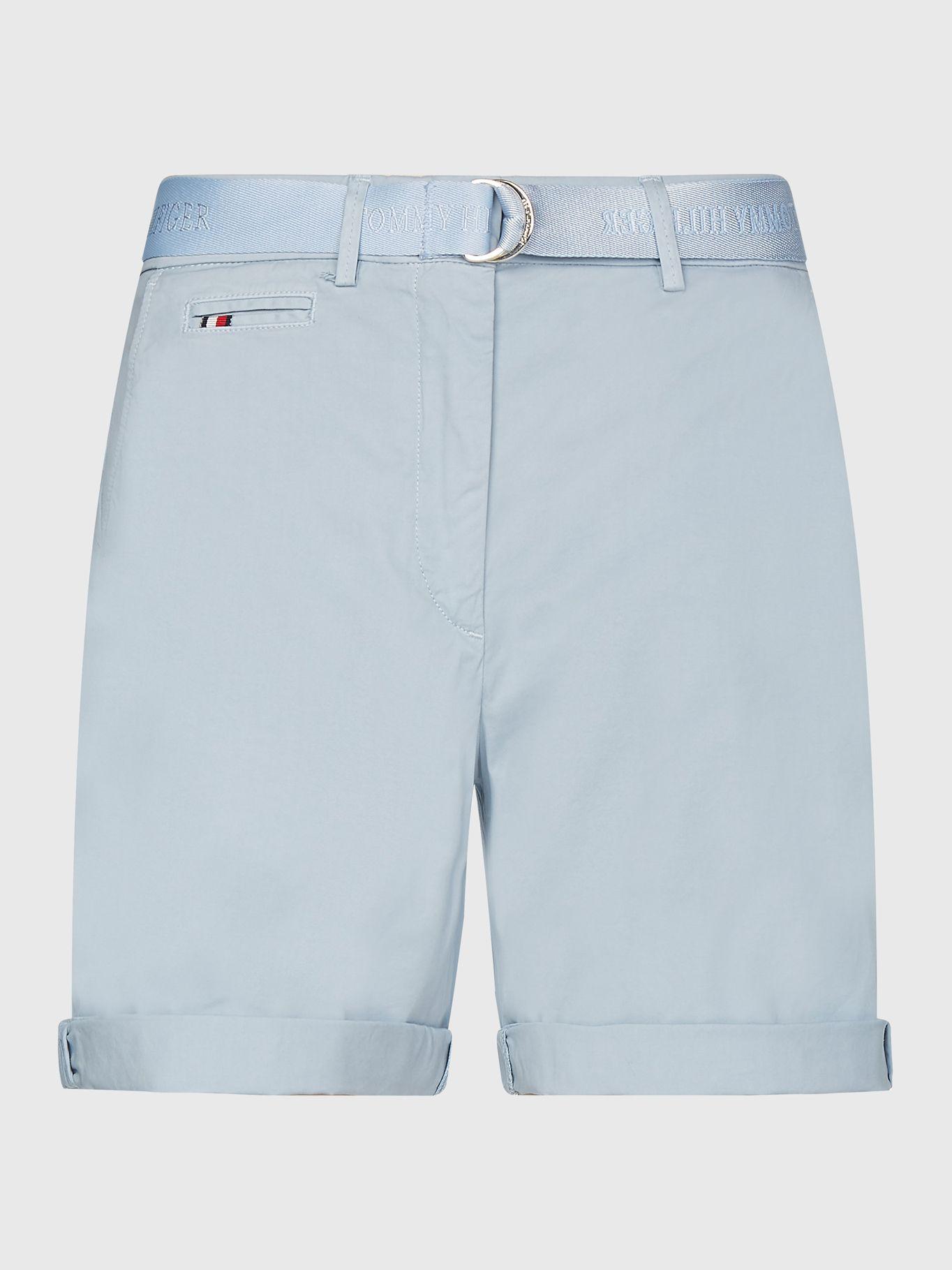 Shorts Chino Corto Con Cinturón Celeste Tommy Hilfiger-0
