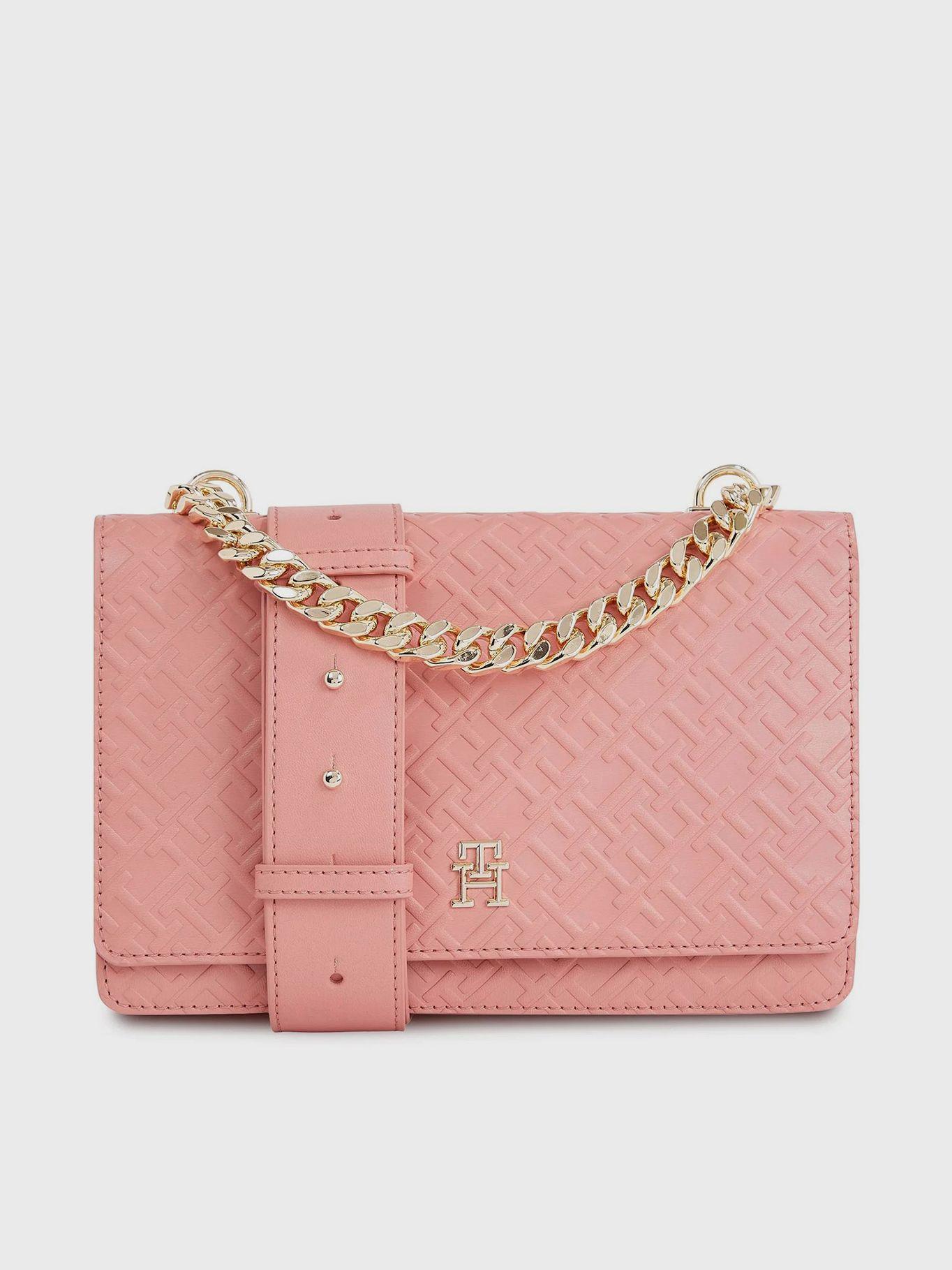 Bandolera Con Monograma Relieve Rosado Tommy Hilfiger-0
