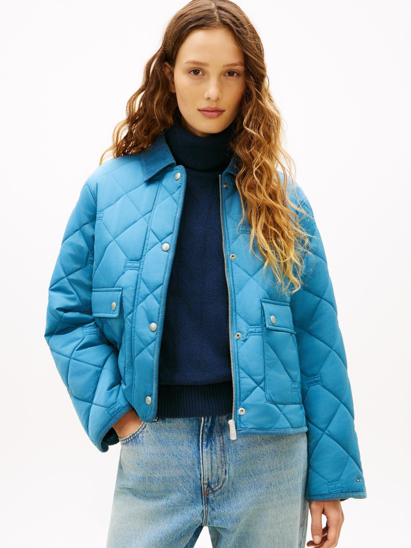 Parka Acolchada Con Logo Tommy Hilfiger Turquesa-0