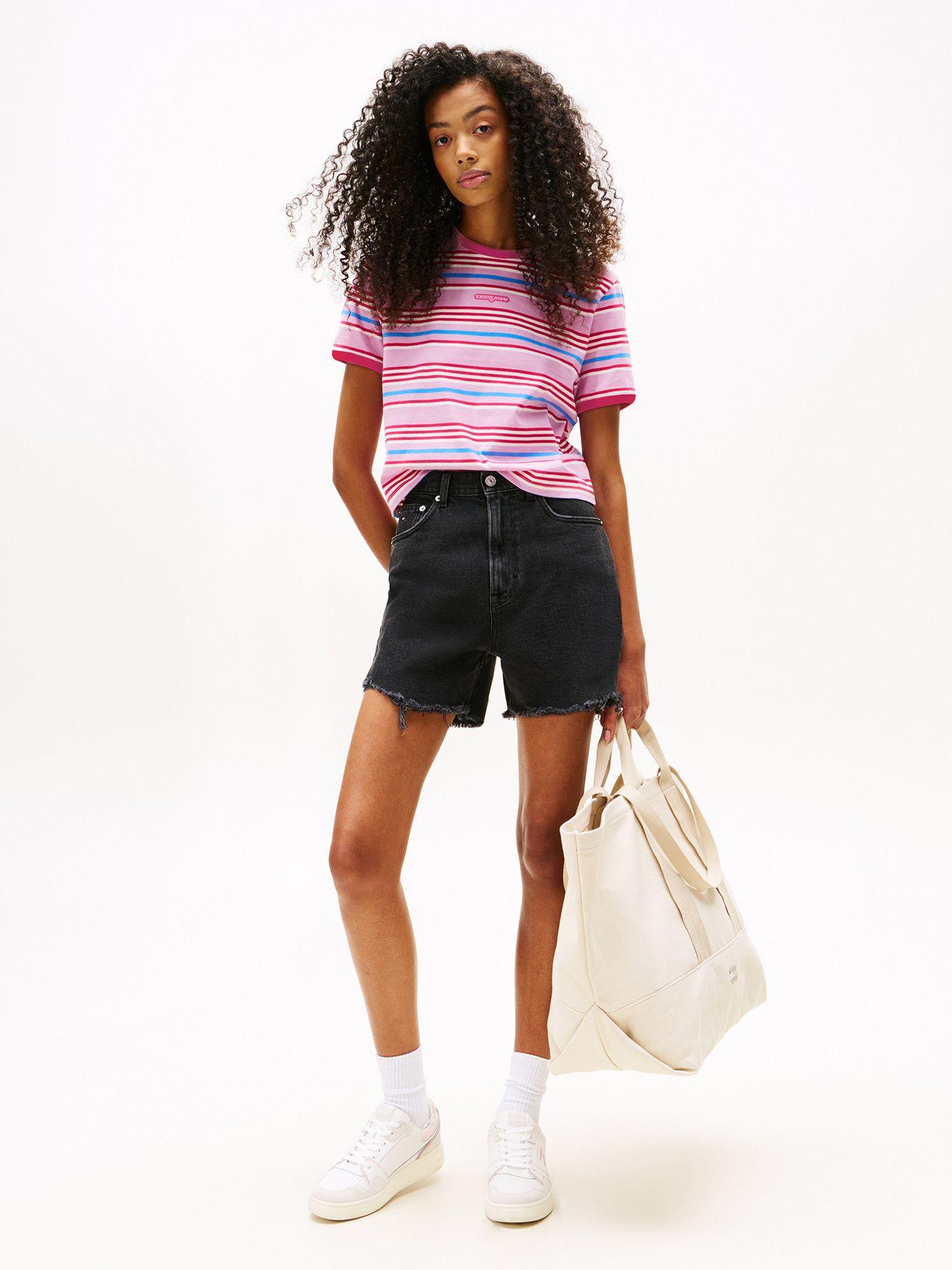 Polera De Rayas Con Logo Rosado U06 Tommy Jeans-1