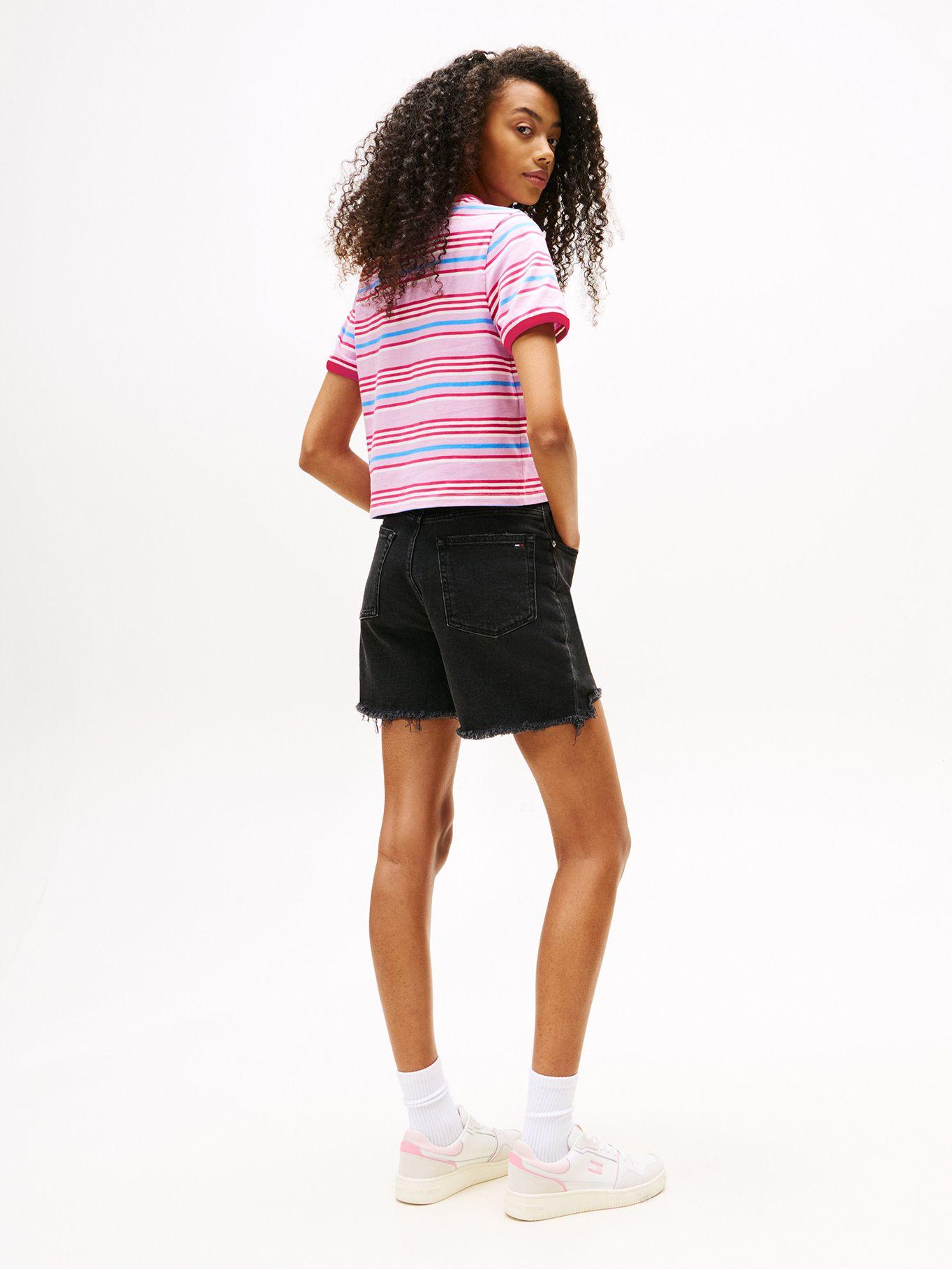 Polera De Rayas Con Logo Rosado U06 Tommy Jeans-2