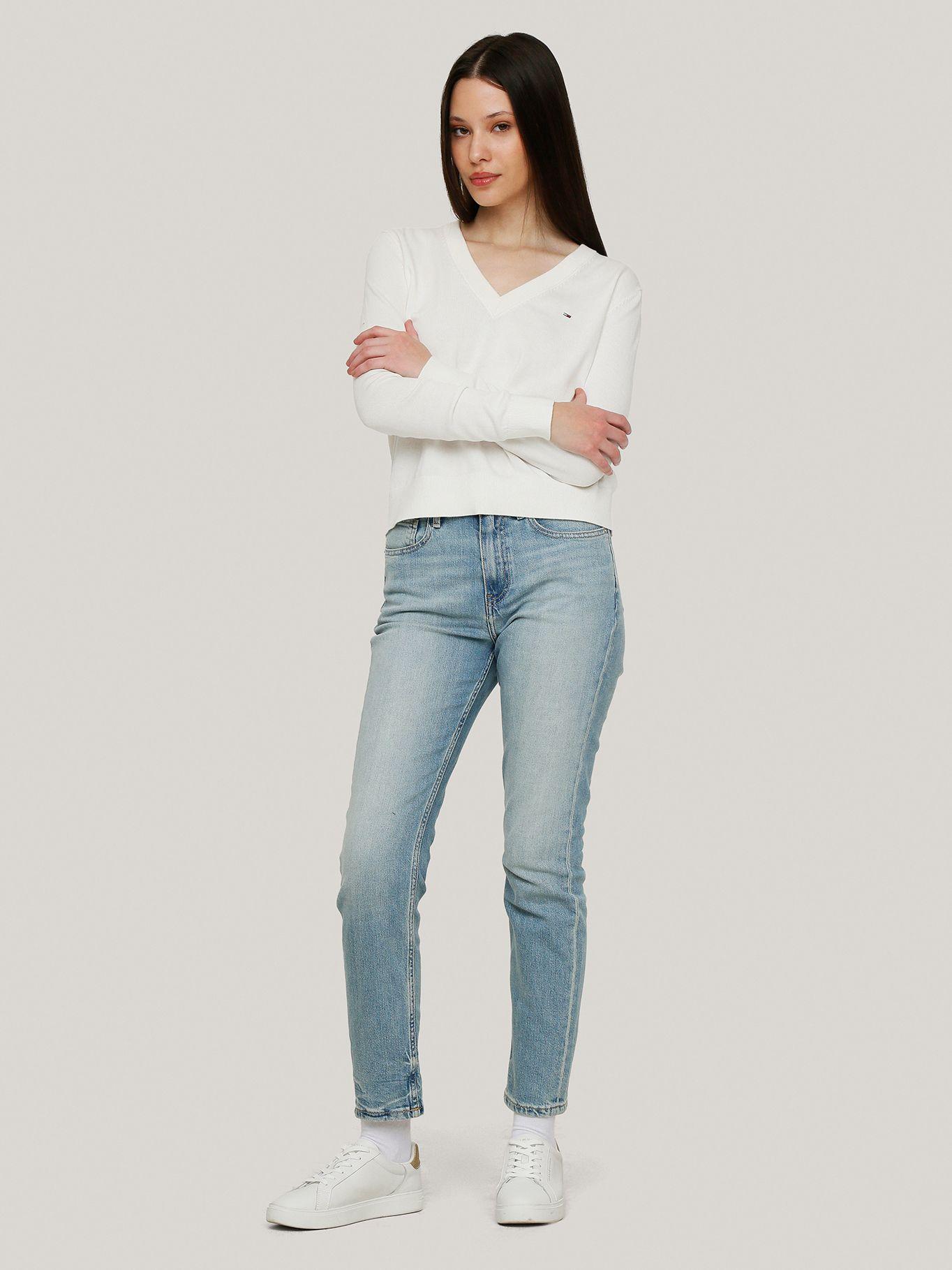 Sweater Essential V-Neck Con Logo Blanco Tommy Jeans-1