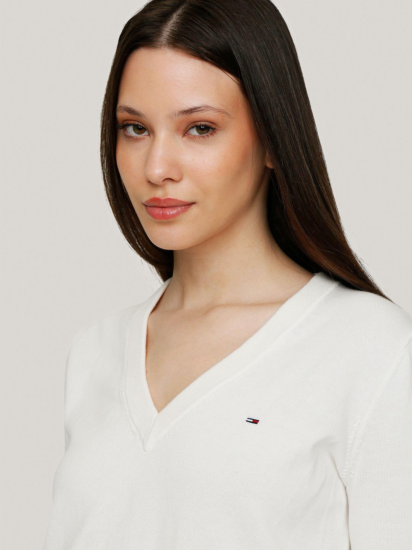 Sweater Essential V-Neck Con Logo Blanco Tommy Jeans-4