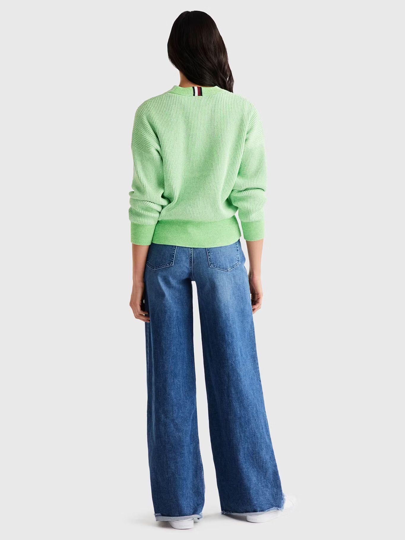 Cárdigan Cropped Relaxed Solid Verde Tommy Hilfiger-1