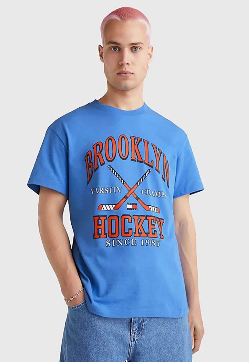 Polera Relaxed Hockey Vintage Celeste Tommy Hilfiger-0