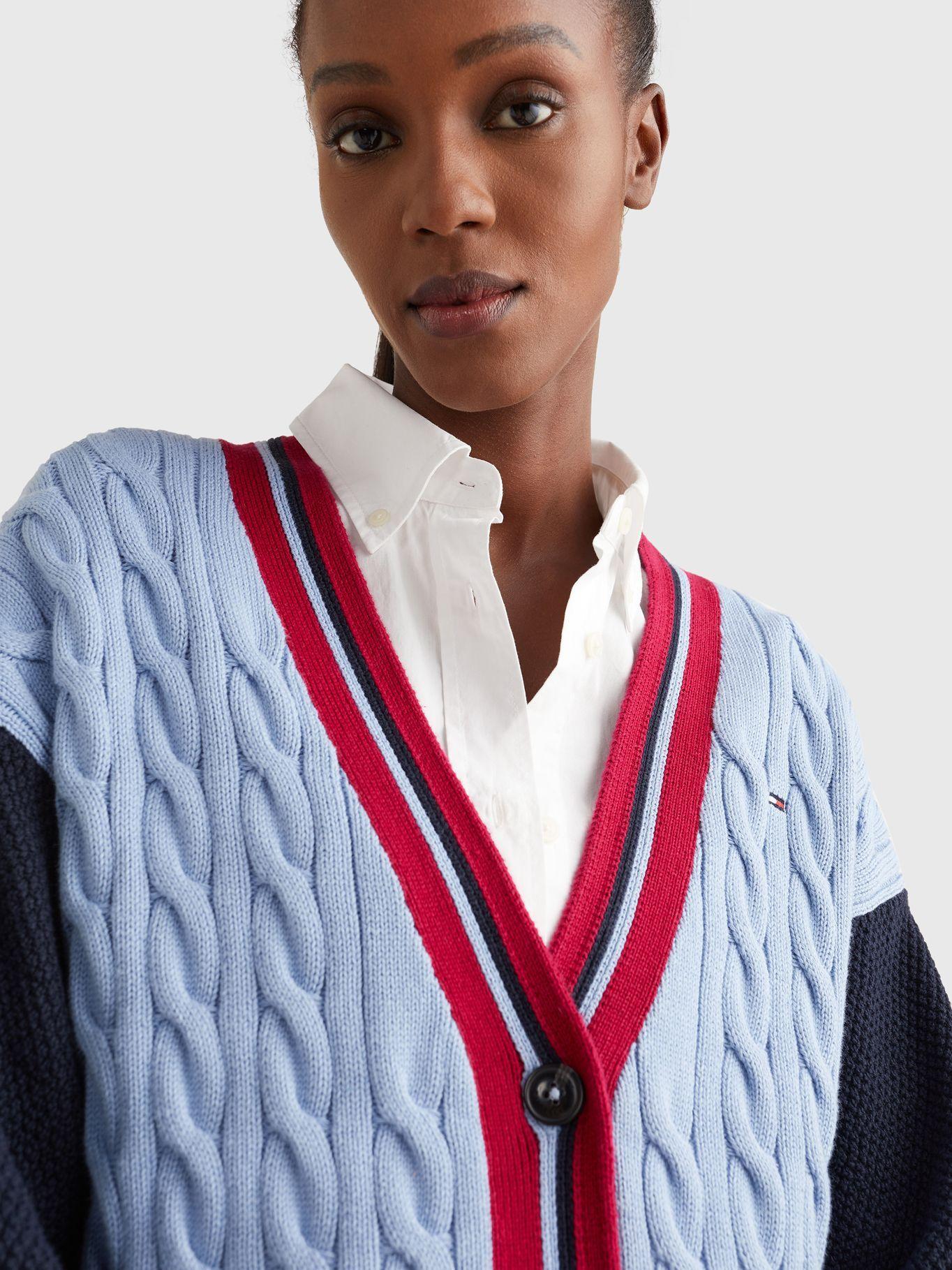 Cárdigan Relaxed De Punto Celeste Tommy Hilfiger-2