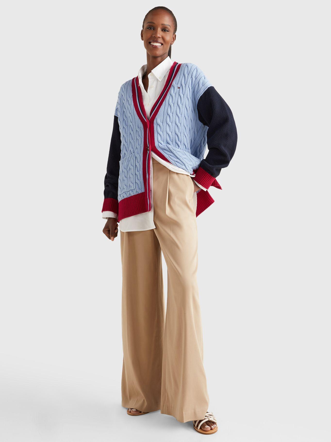 Cárdigan Relaxed De Punto Celeste Tommy Hilfiger-4