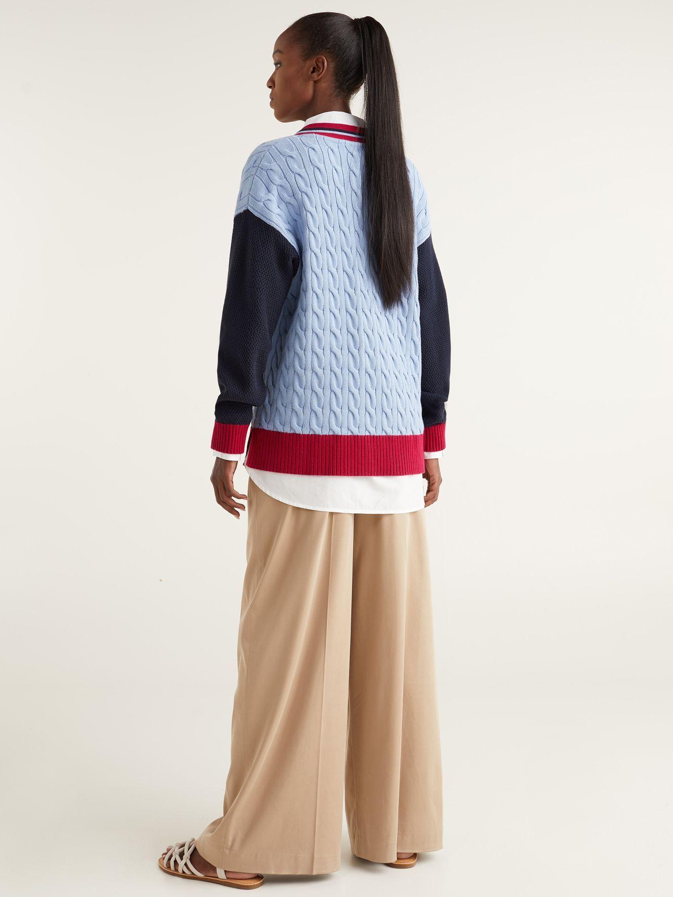 Cárdigan Relaxed De Punto Celeste Tommy Hilfiger-1