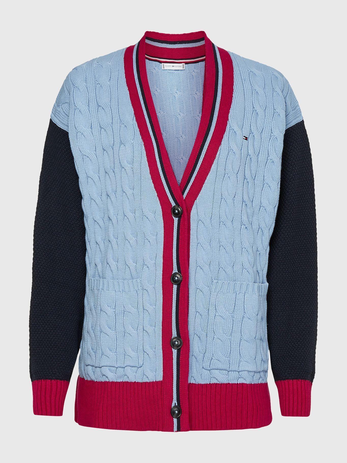 Cárdigan Relaxed De Punto Celeste Tommy Hilfiger-0