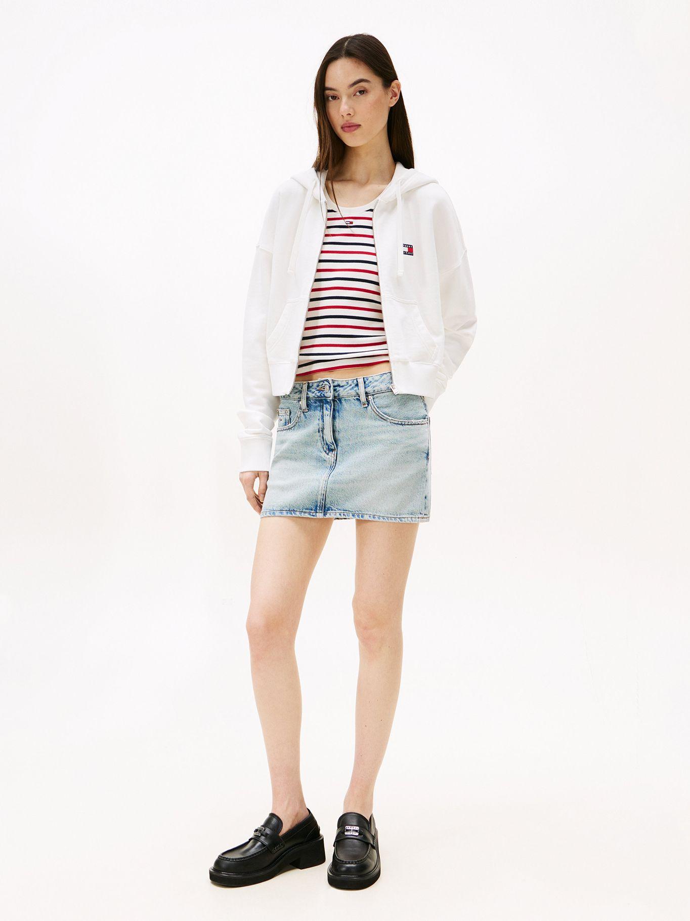Polerón Hoodie Cropped  Cierre Blanco YBL Tommy Jeans-1