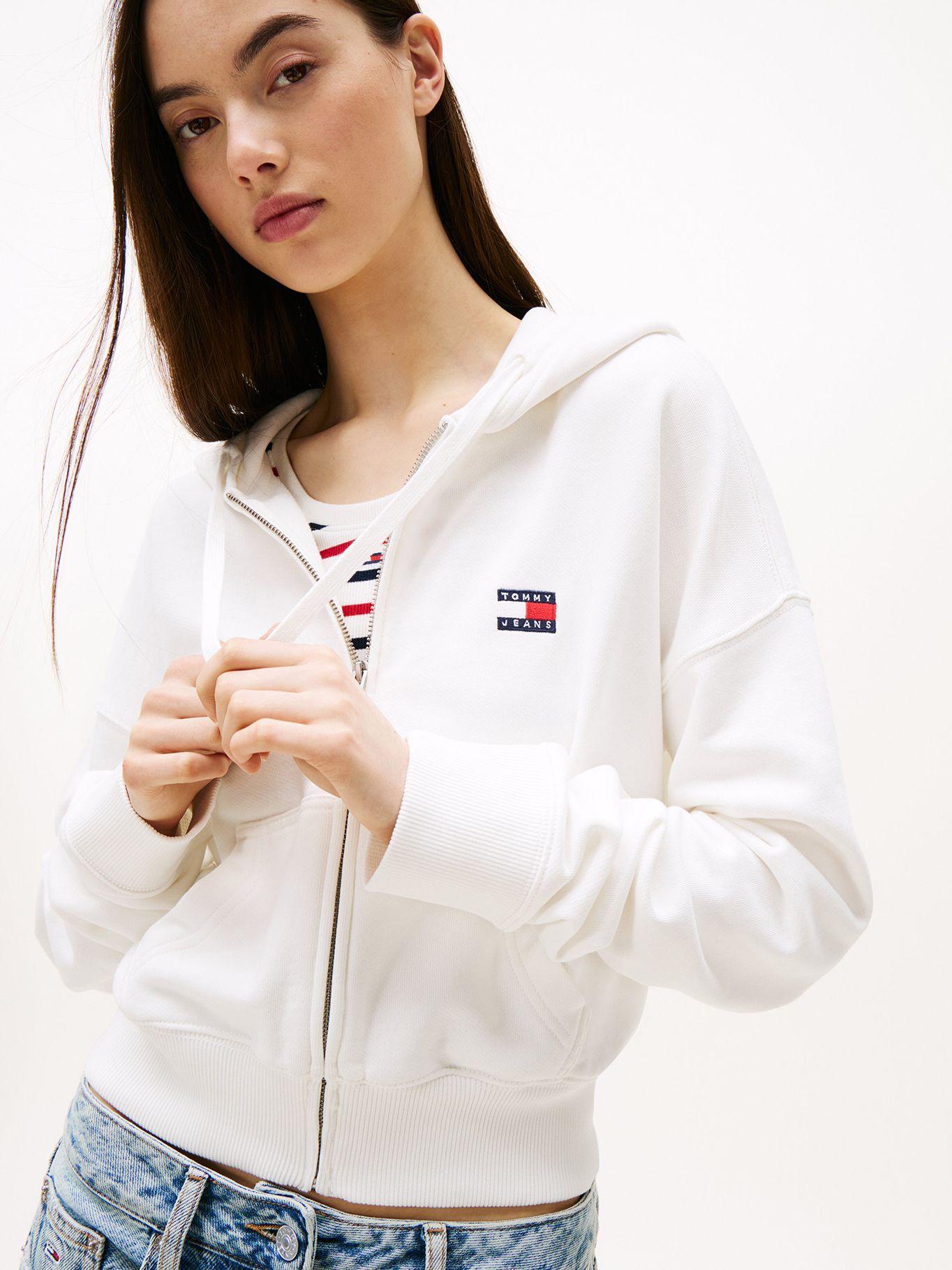 Polerón Hoodie Cropped  Cierre Blanco YBL Tommy Jeans-3