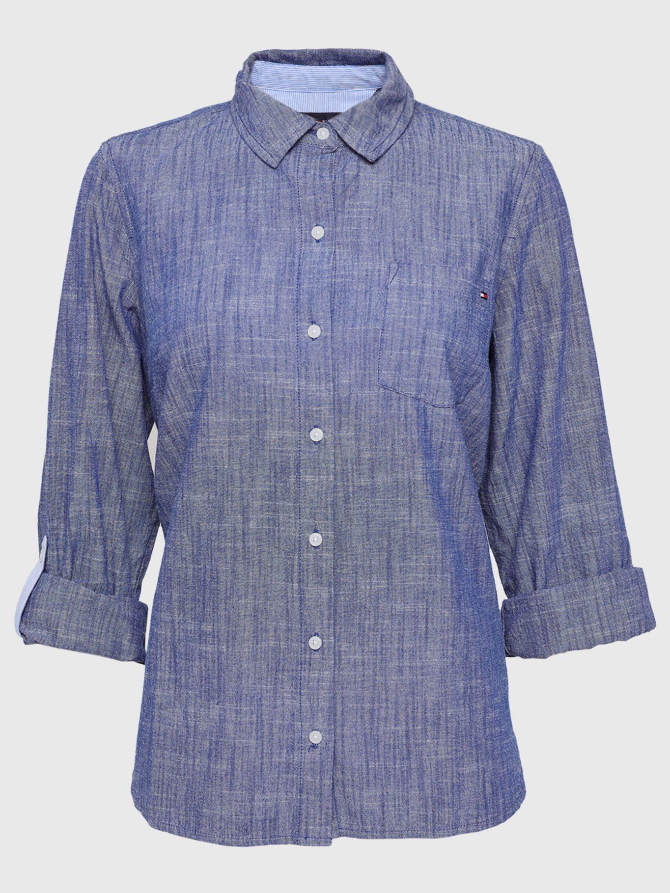 Camisa Regular Fit Azul Tommy Hilfiger-0