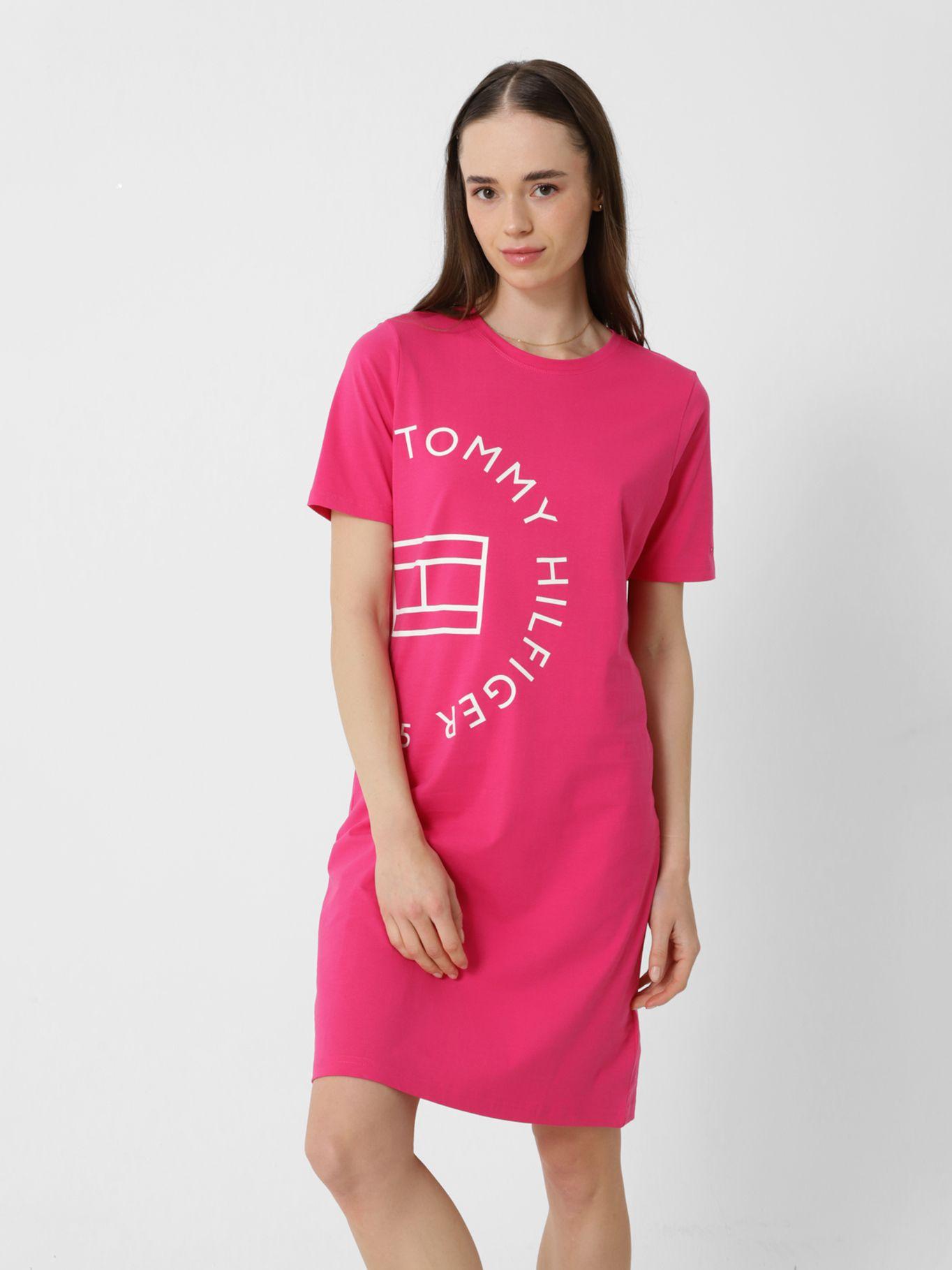 Vestido Con Logo Circular Rosado Tommy Hilfiger-0