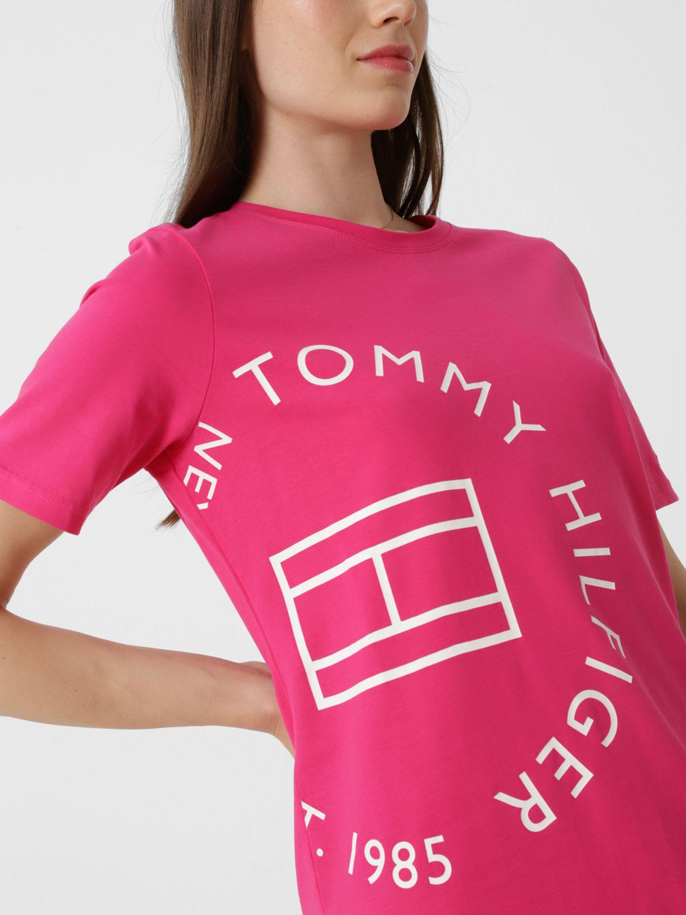 Vestido Con Logo Circular Rosado Tommy Hilfiger-3