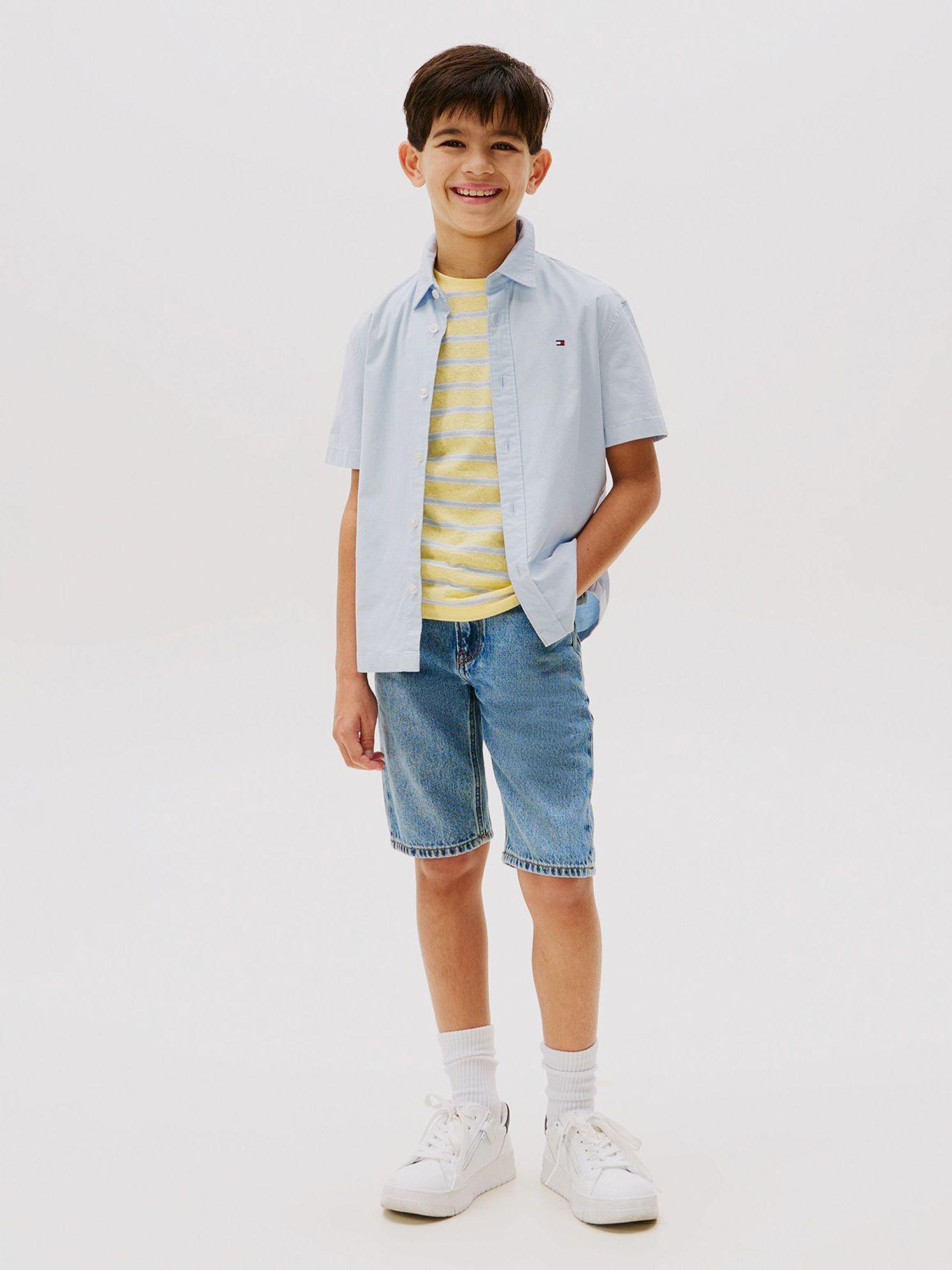 Camisa Oxford De Manga Corta Celeste Tommy Hilfiger-1