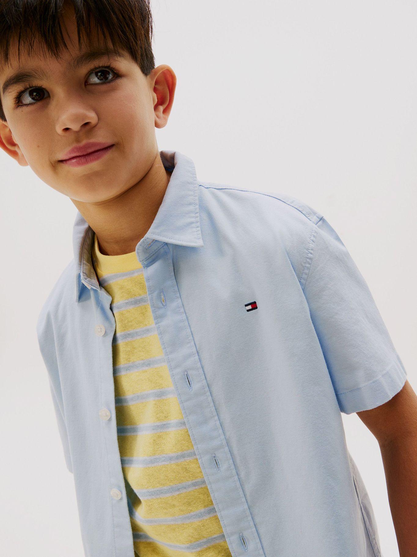 Camisa Oxford De Manga Corta Celeste Tommy Hilfiger-3