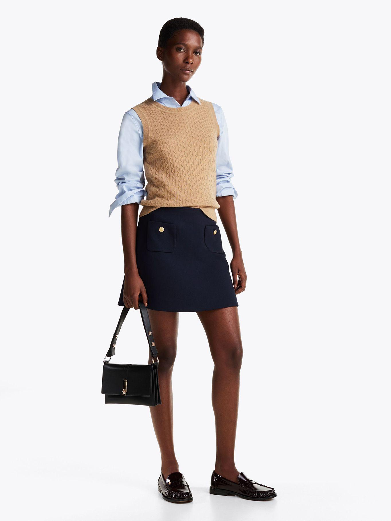 Minifalda Con Bolsillos Abotonados Azul Tommy Hilfiger-0