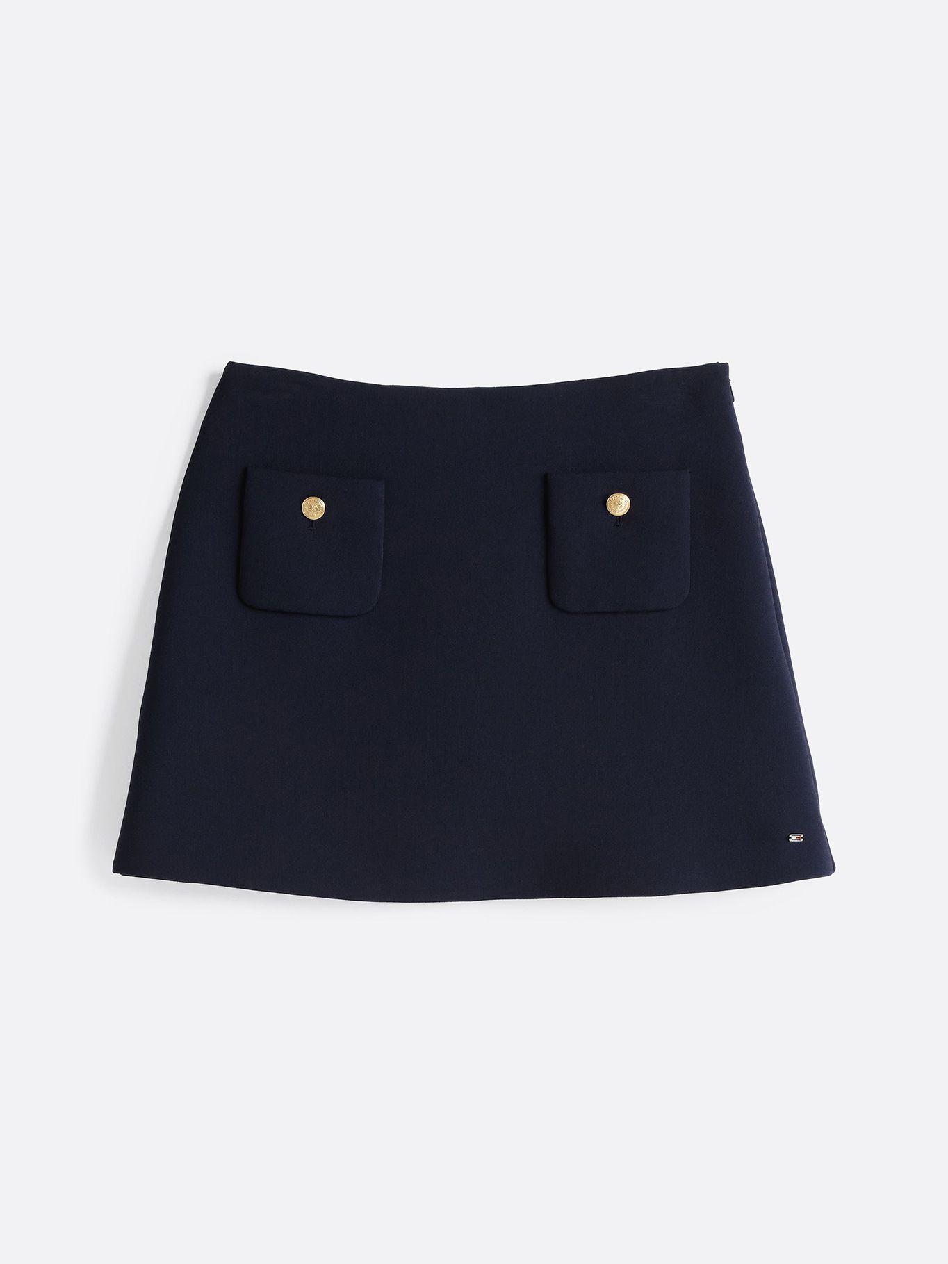 Minifalda Con Bolsillos Abotonados Azul Tommy Hilfiger-4
