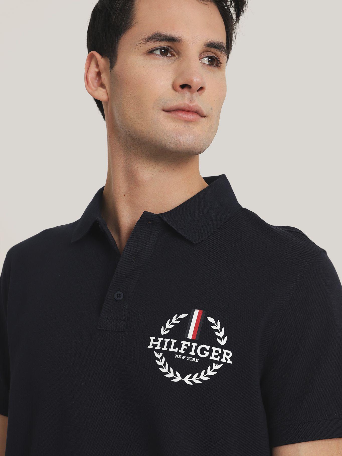 Polo Solid Con Logo Monogram Azul Tommy Hilfiger-3