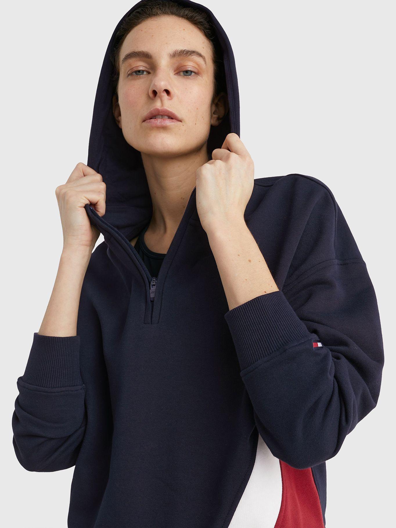 Polerón Hoodie Sport Medio Cierre Azul Tommy Hilfiger-3