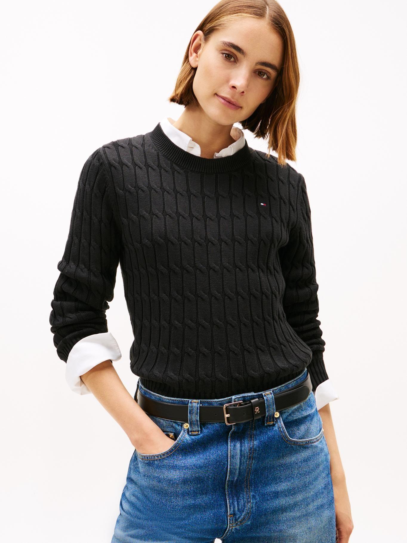 Sweater Essential De Punto Cable Tommy Hilfiger Negro-0
