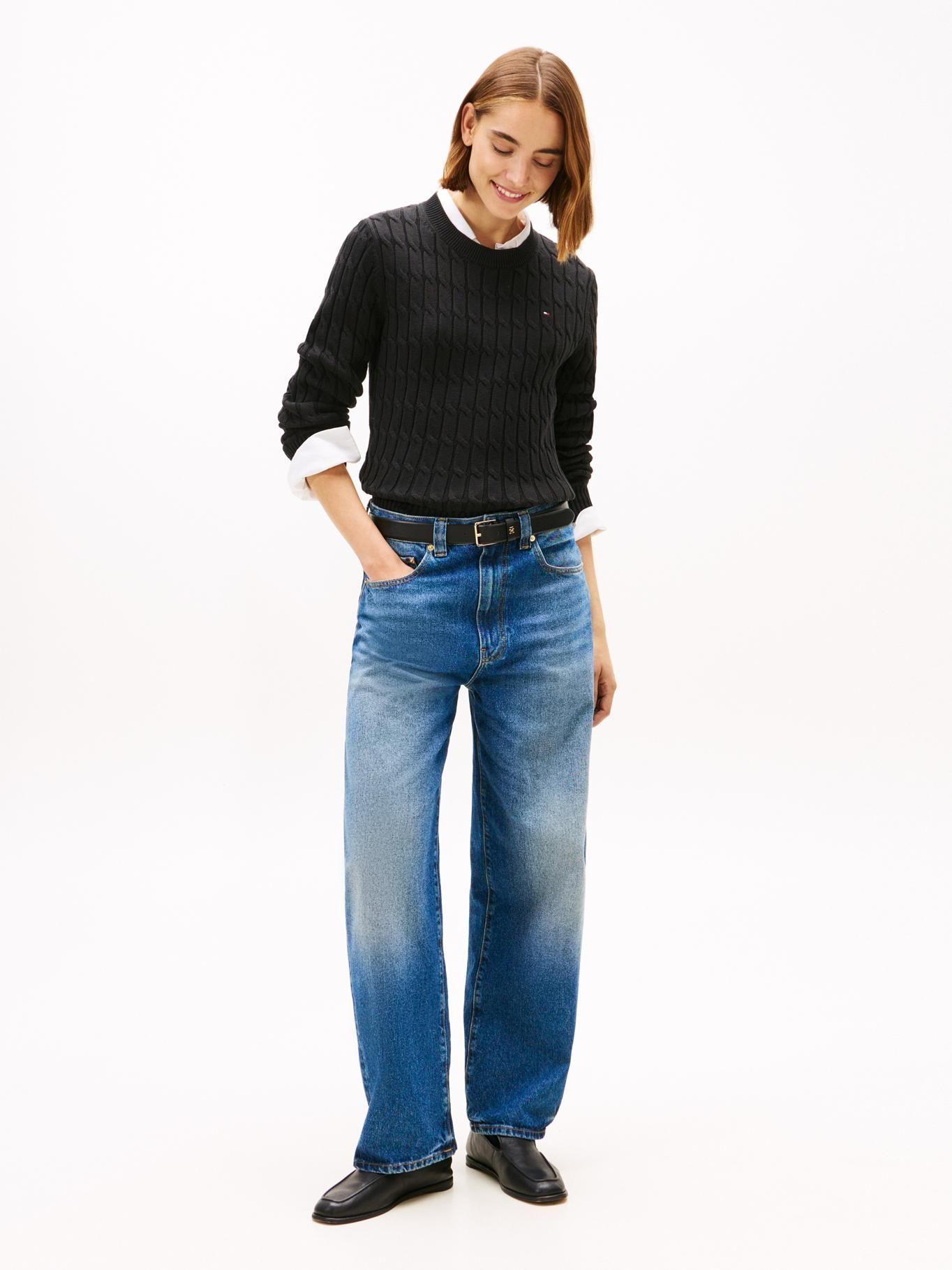 Sweater Essential De Punto Cable Tommy Hilfiger Negro-1