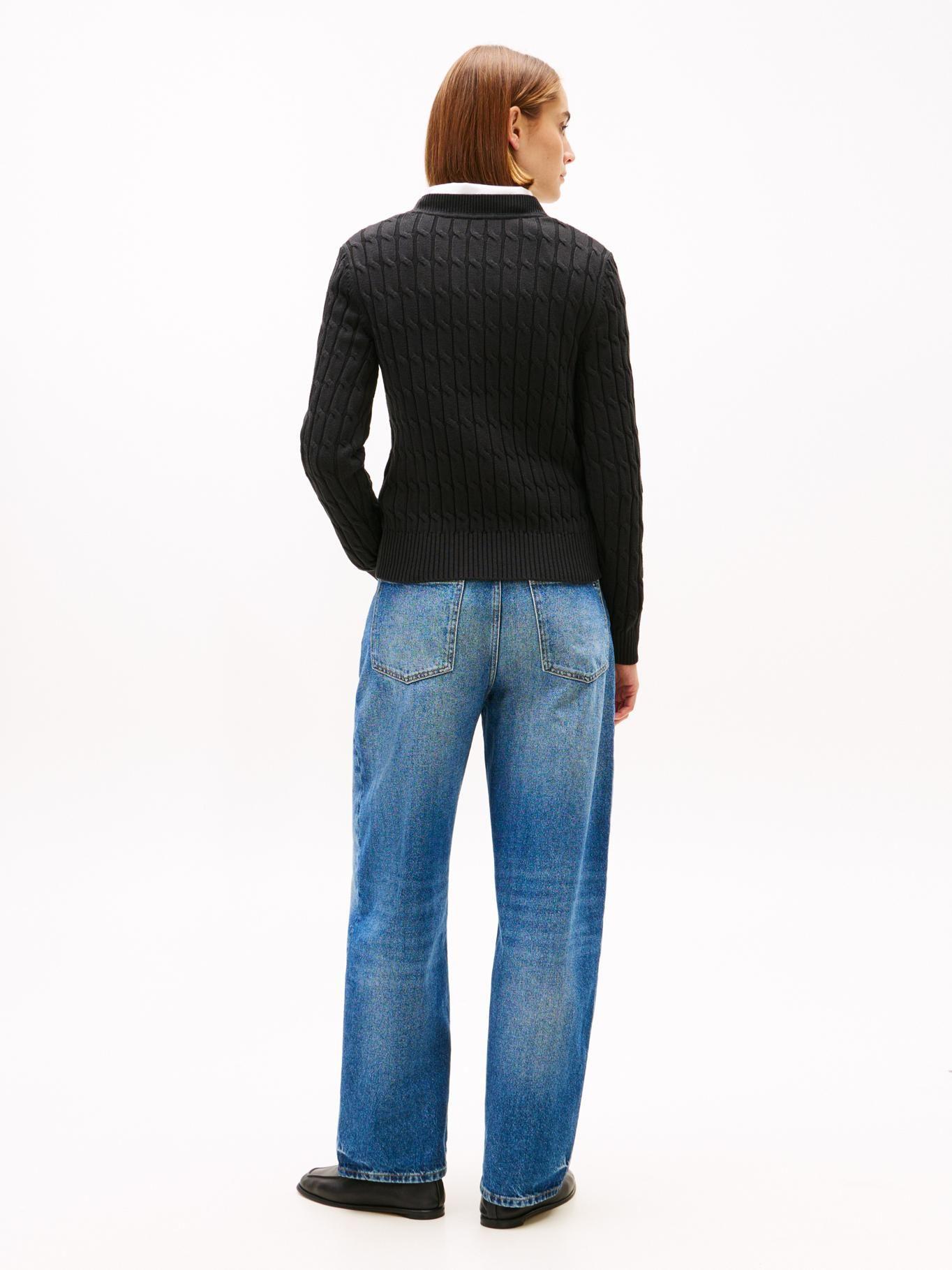 Sweater Essential De Punto Cable Tommy Hilfiger Negro-2
