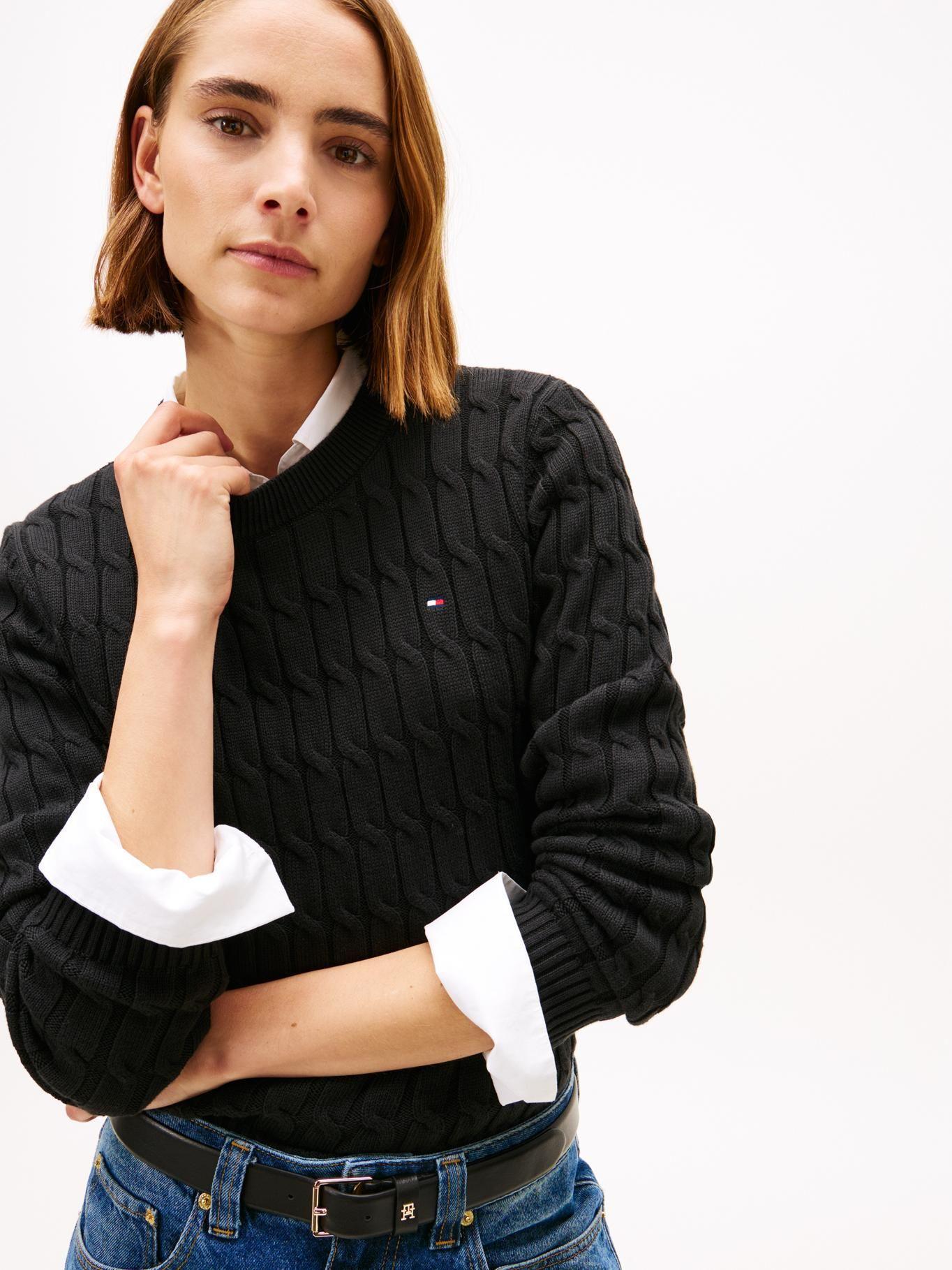 Sweater Essential De Punto Cable Tommy Hilfiger Negro-3