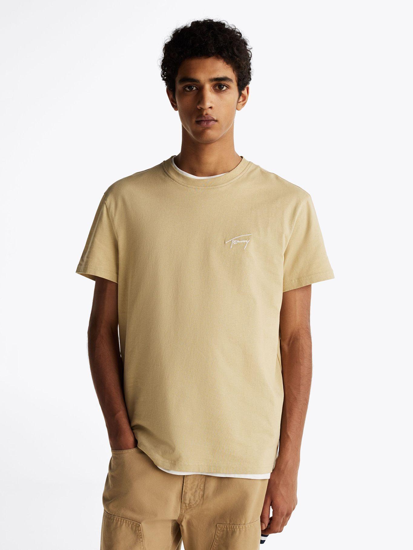 Polera Con Logo Signature Bordado Beige Tommy Jeans-0