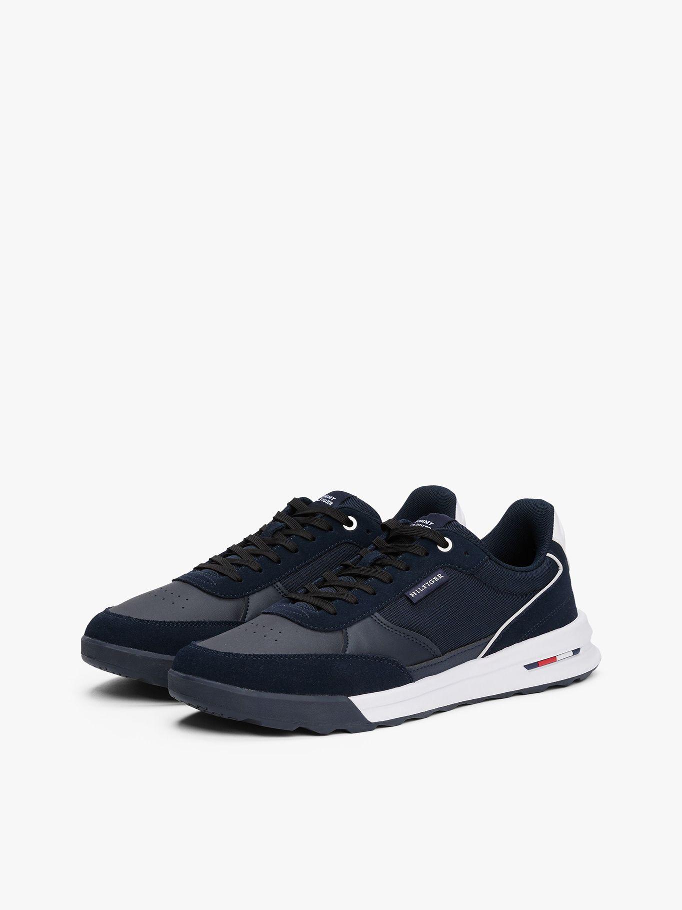 Zapatillas Retro Runner Mix De Cuero Azul Tommy Hilfiger-0