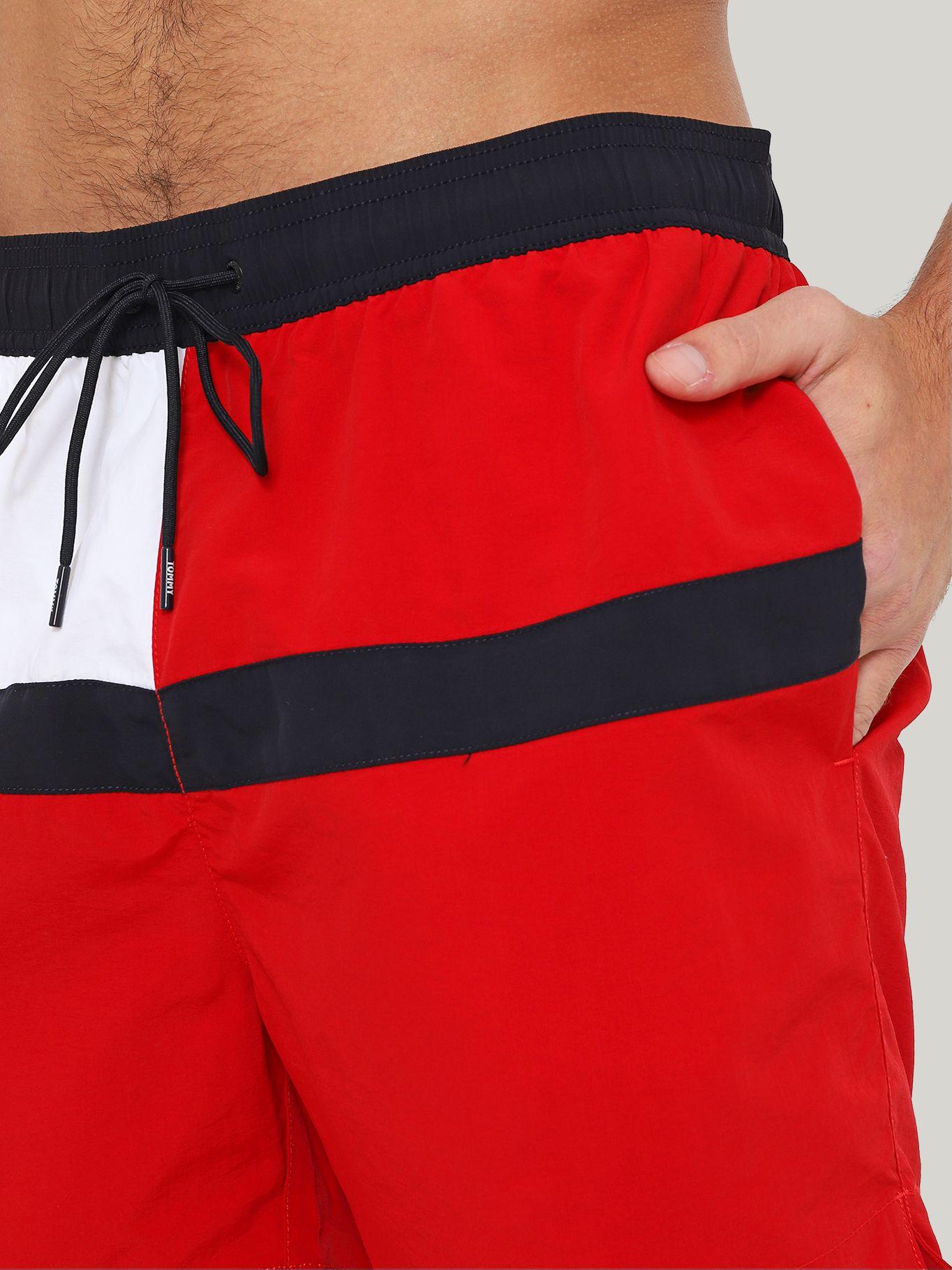 Traje De Baño De Medio Largo y Logo Rojo Tommy Hilfiger-3