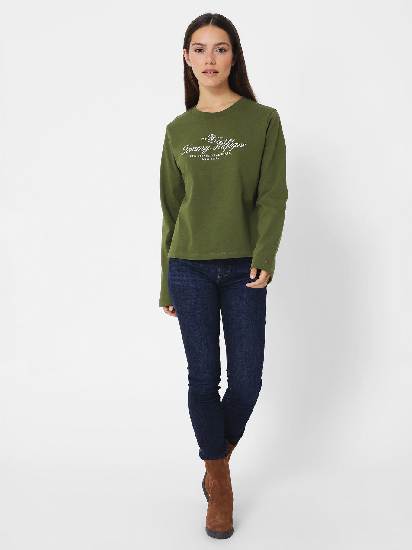 Polera Con Logo Script C-Neck Verde Tommy Hilfiger-1
