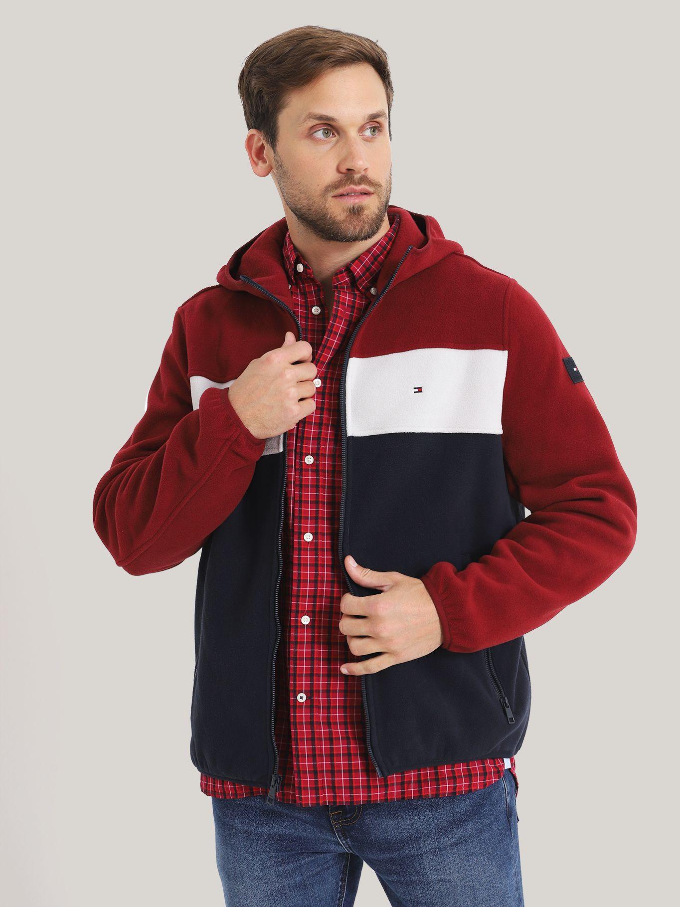 POLERÓN HOODIE COLOR BLOCK CIERRE BURDEO TOMMY HILFIGER-0